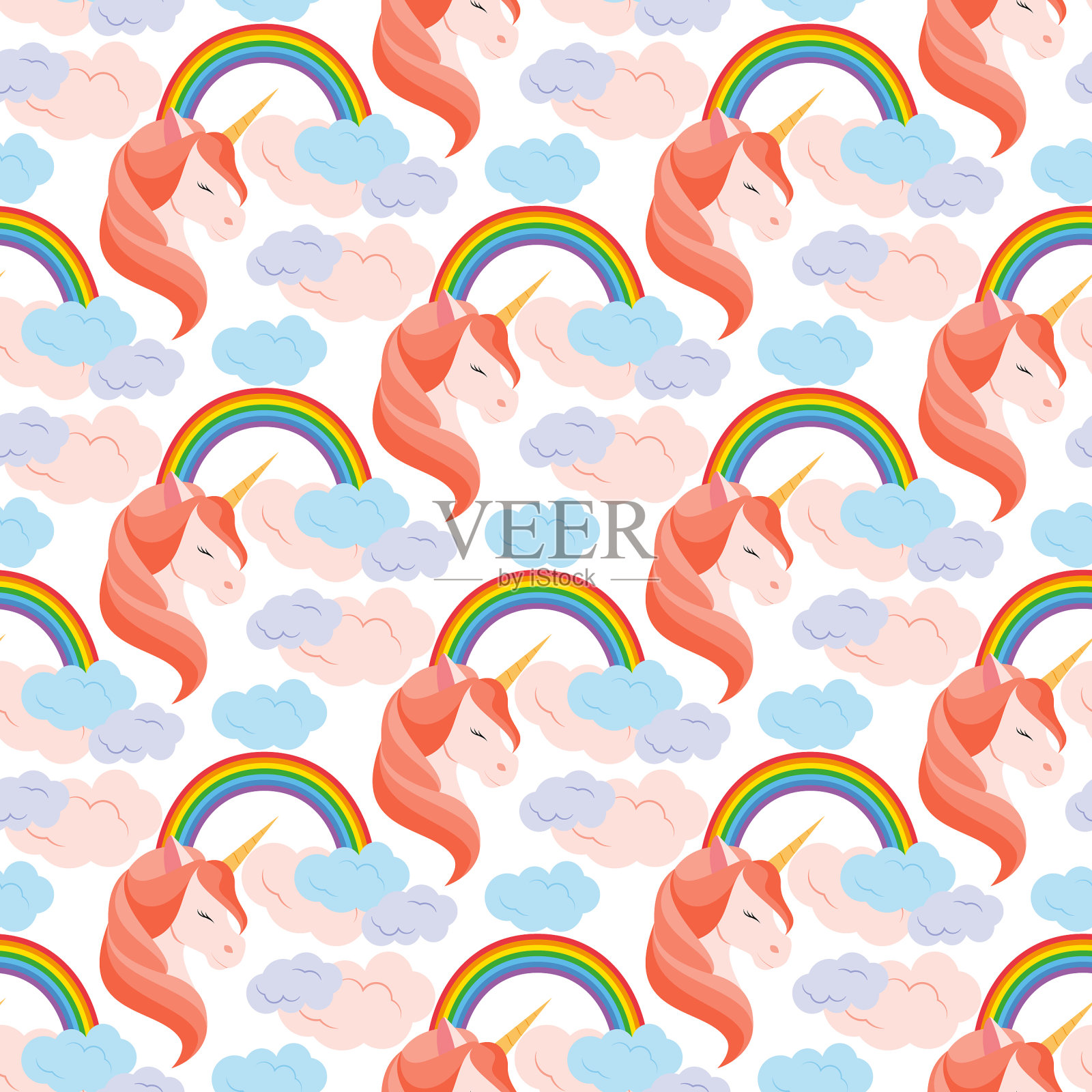 独角兽无缝插画图片素材