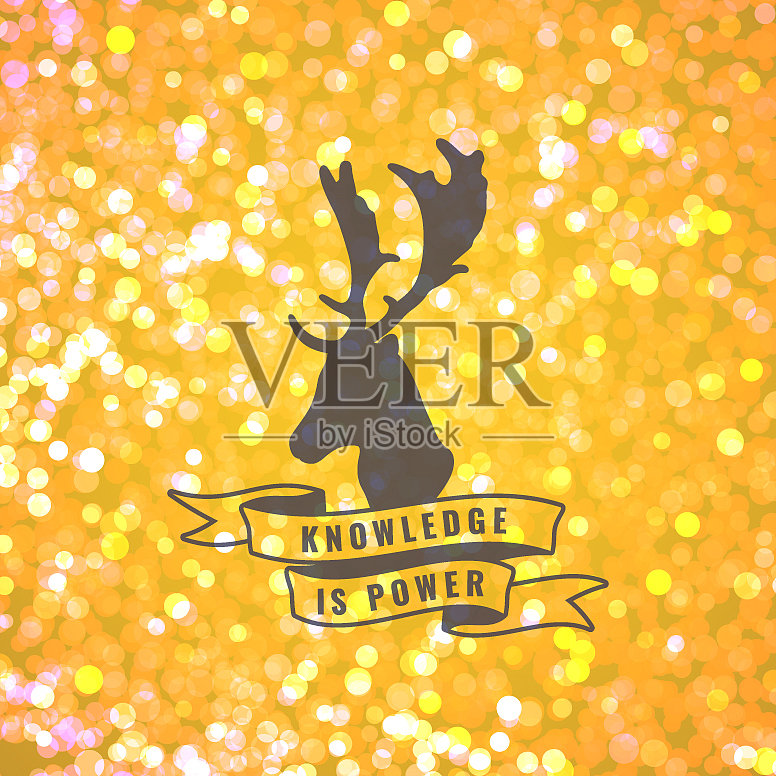 散景背景与鹿徽插画图片素材