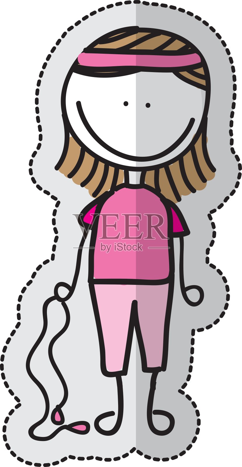 可爱的女孩角色孤立图标设计元素图片