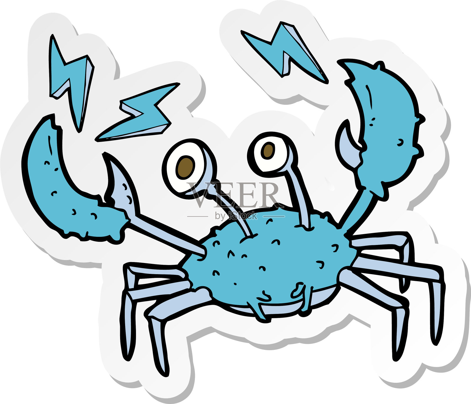 卡通螃蟹贴纸设计元素图片