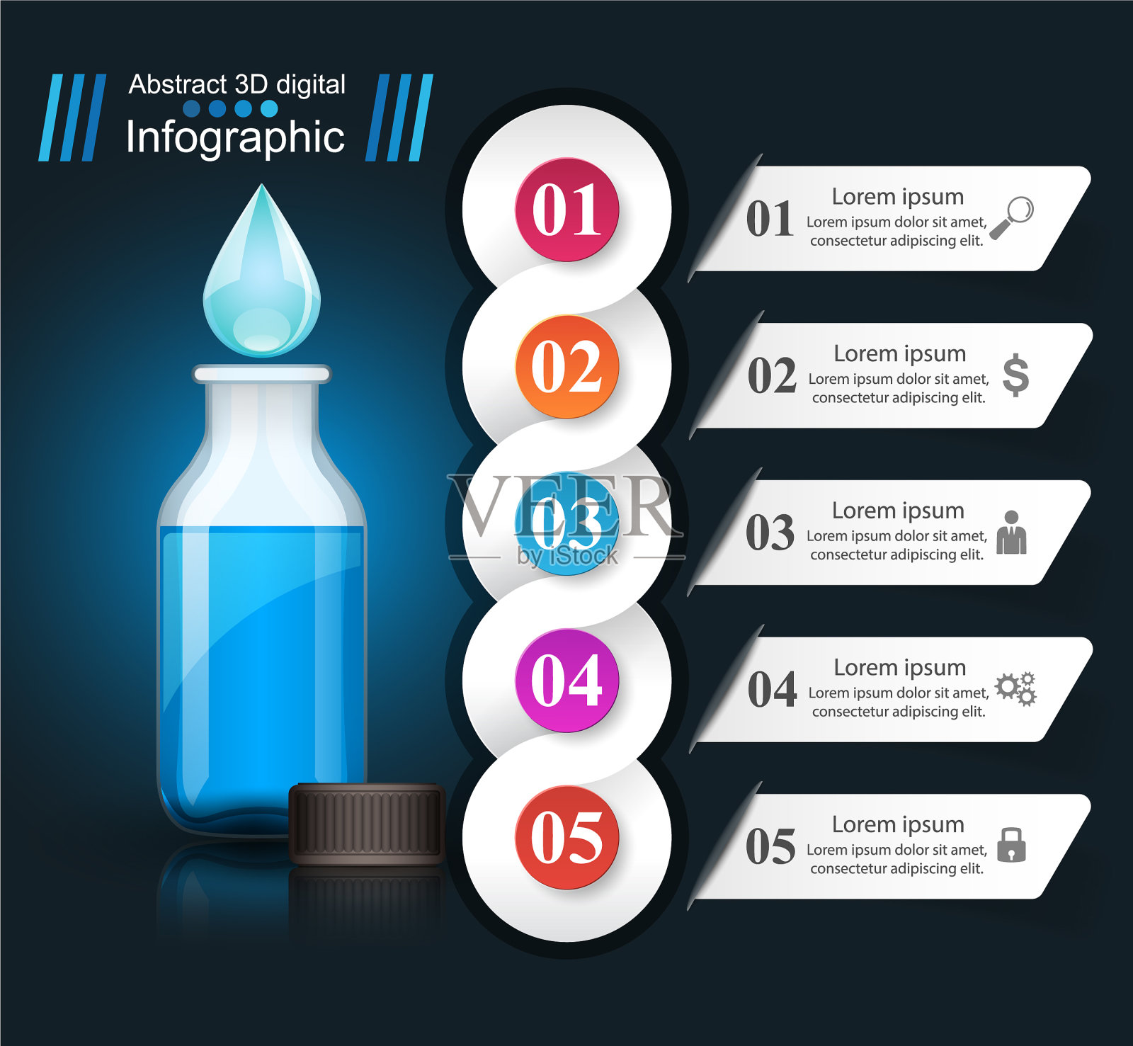 瓶水信息图插画图片素材