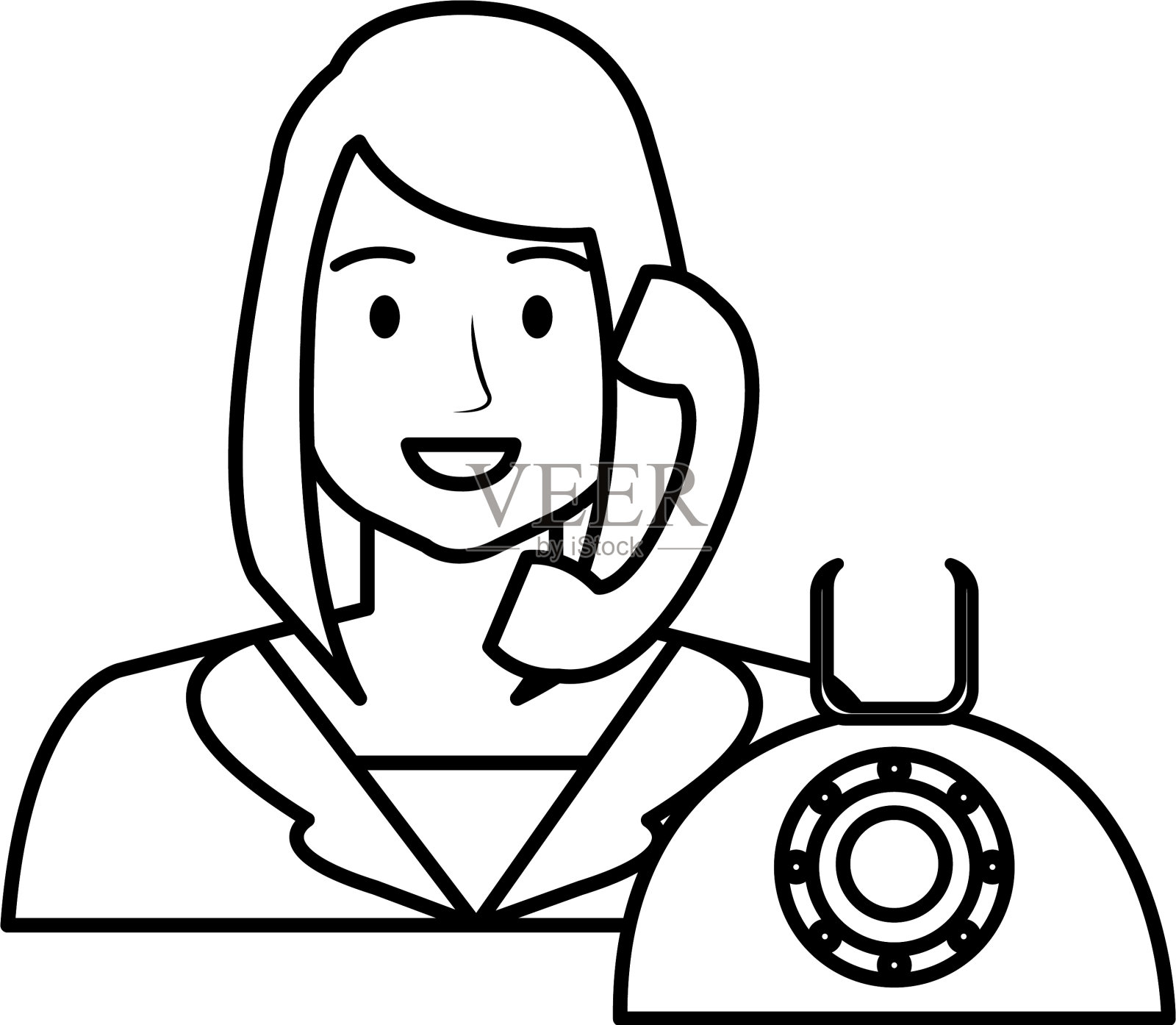 呼叫中心女，电话角色插画图片素材