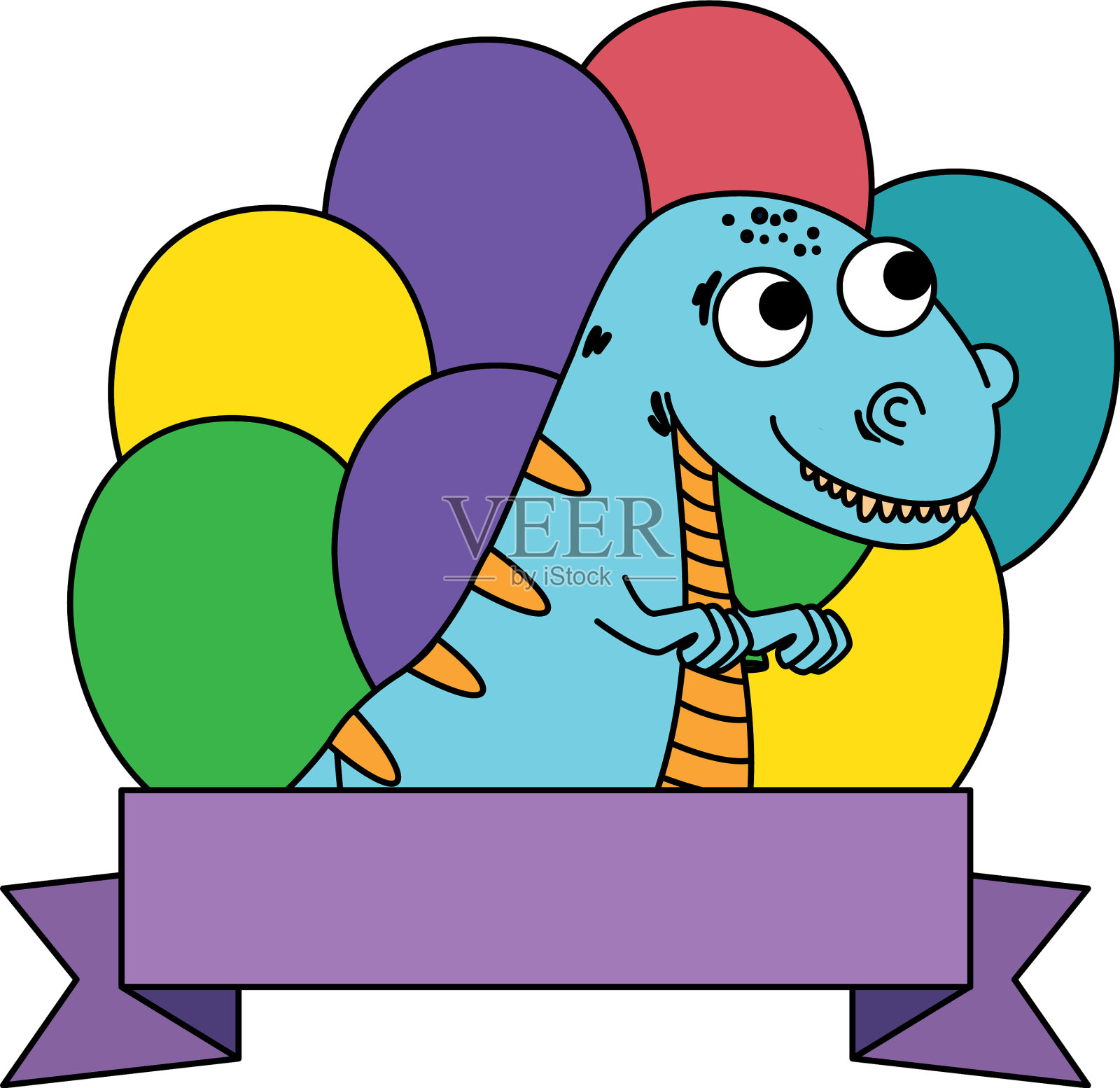 可爱的雷克斯霸王龙气球氦气框架插画图片素材