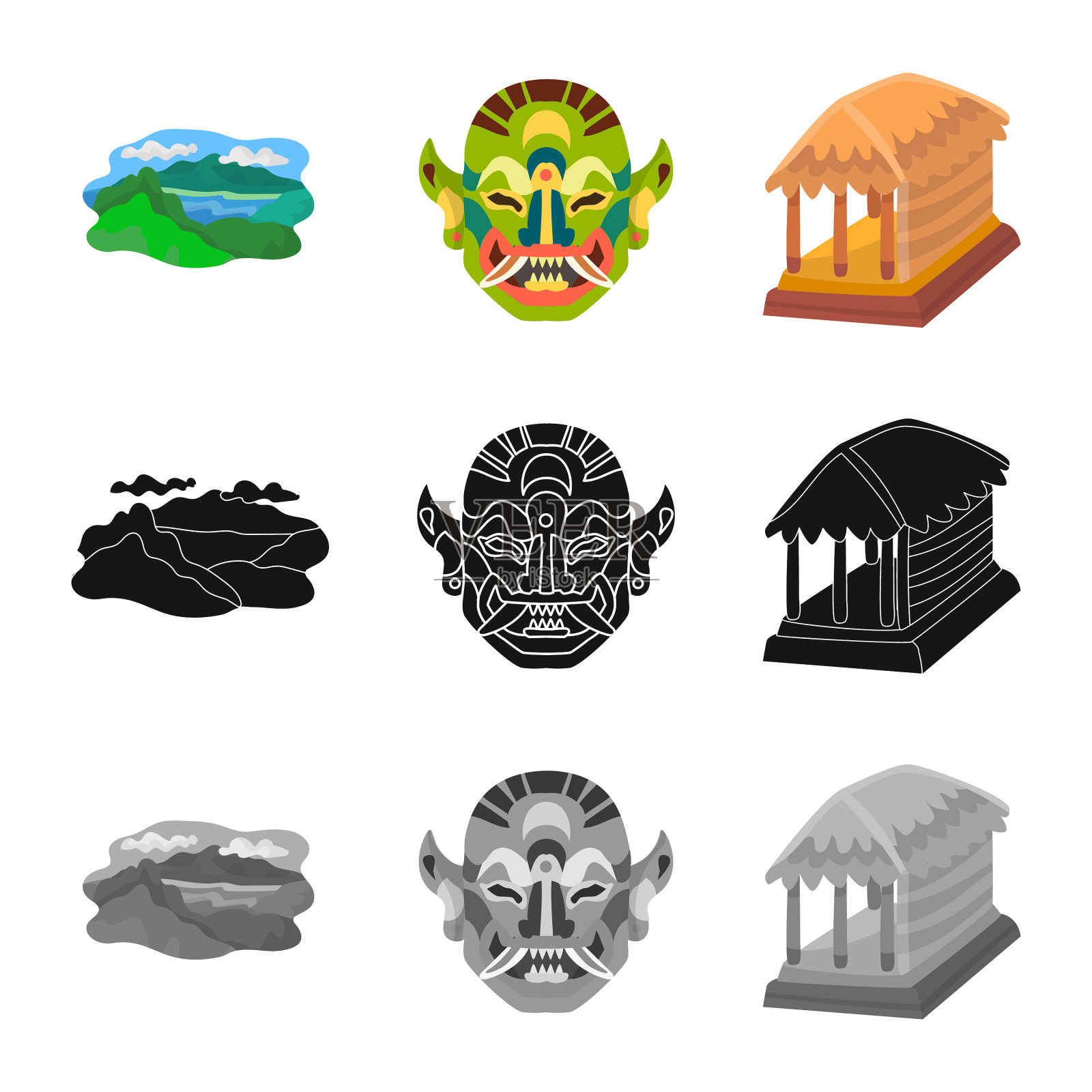 以及旅游图标收藏插画图片素材