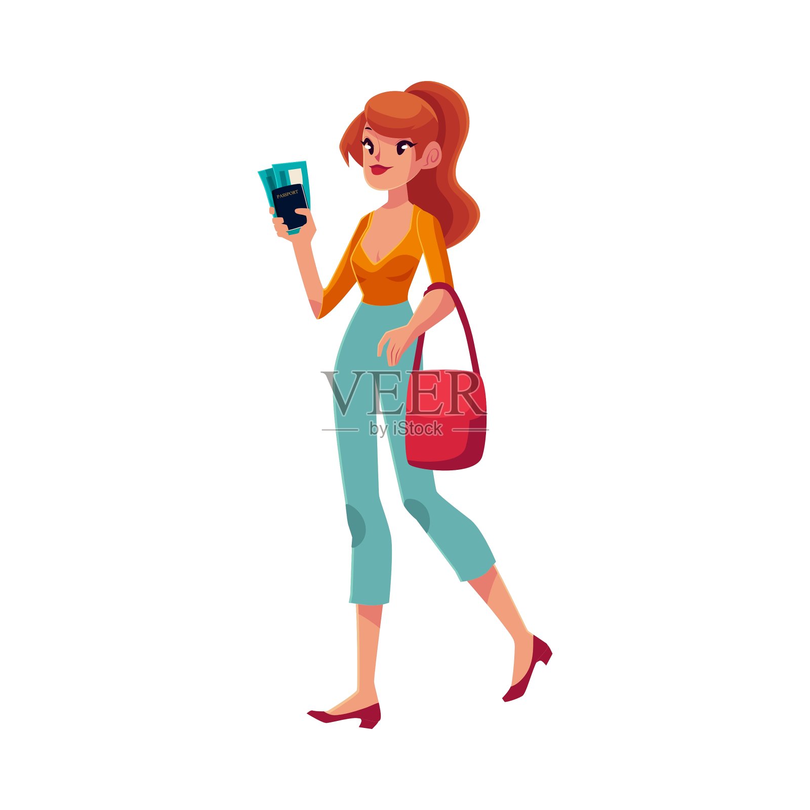 年轻漂亮的女人要去度假设计元素图片