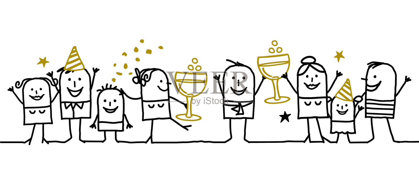 卡通人物-新年快乐插画图片素材