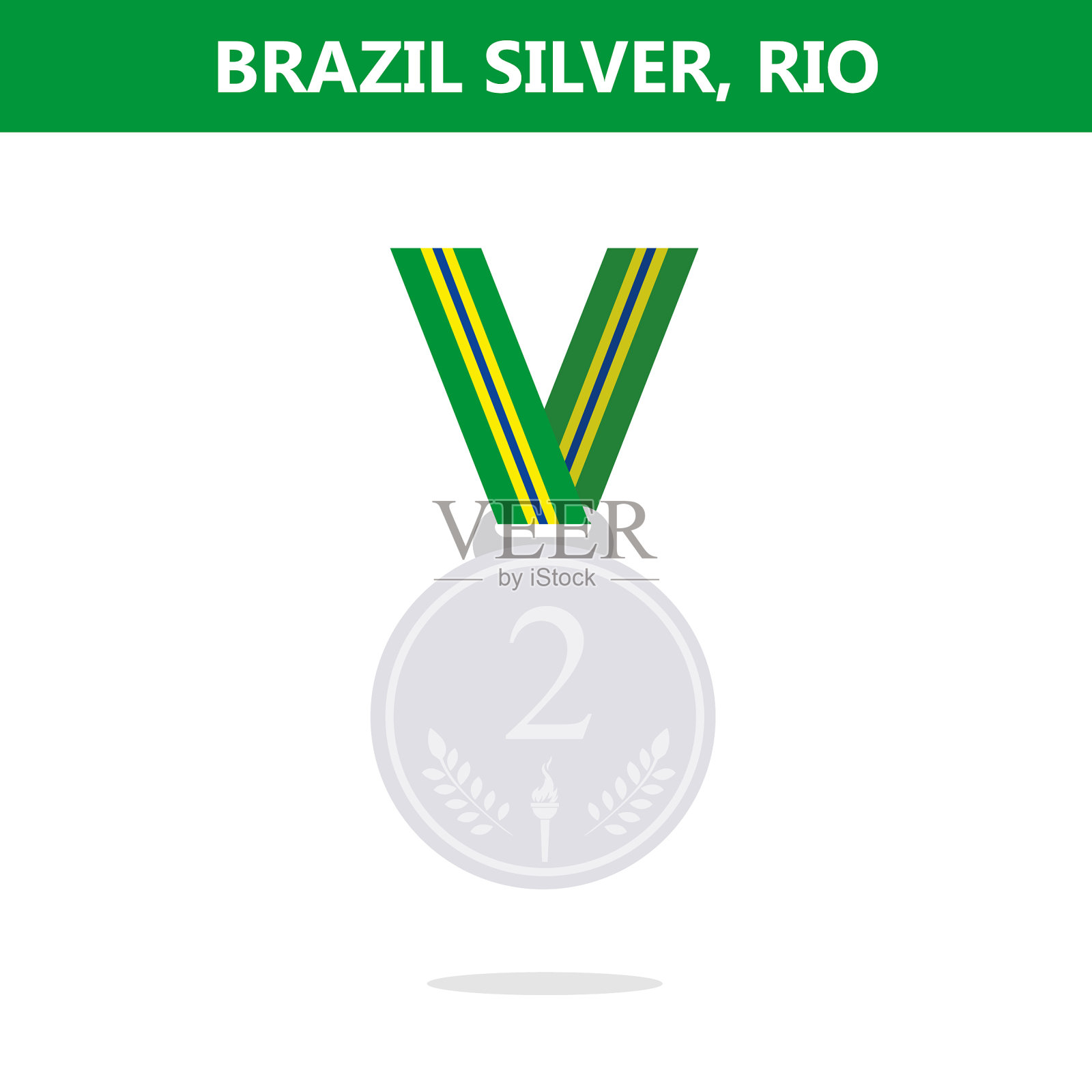 巴西里约热内卢2016年奥运会银牌插画图片素材