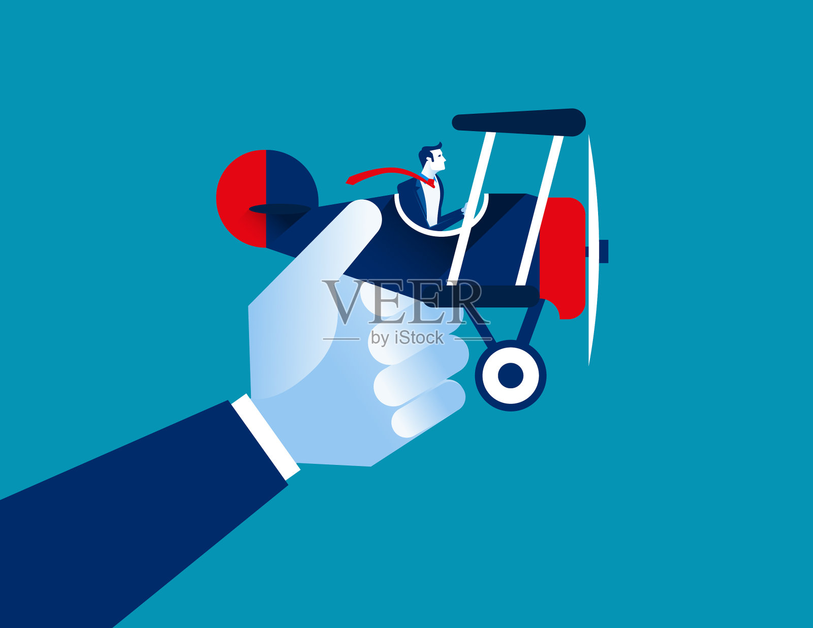 商人和飞机概念业务插画图片素材