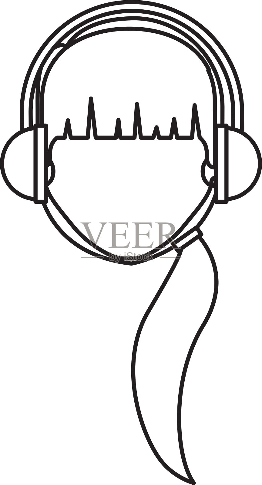 戴着耳机的年轻女子设计元素图片