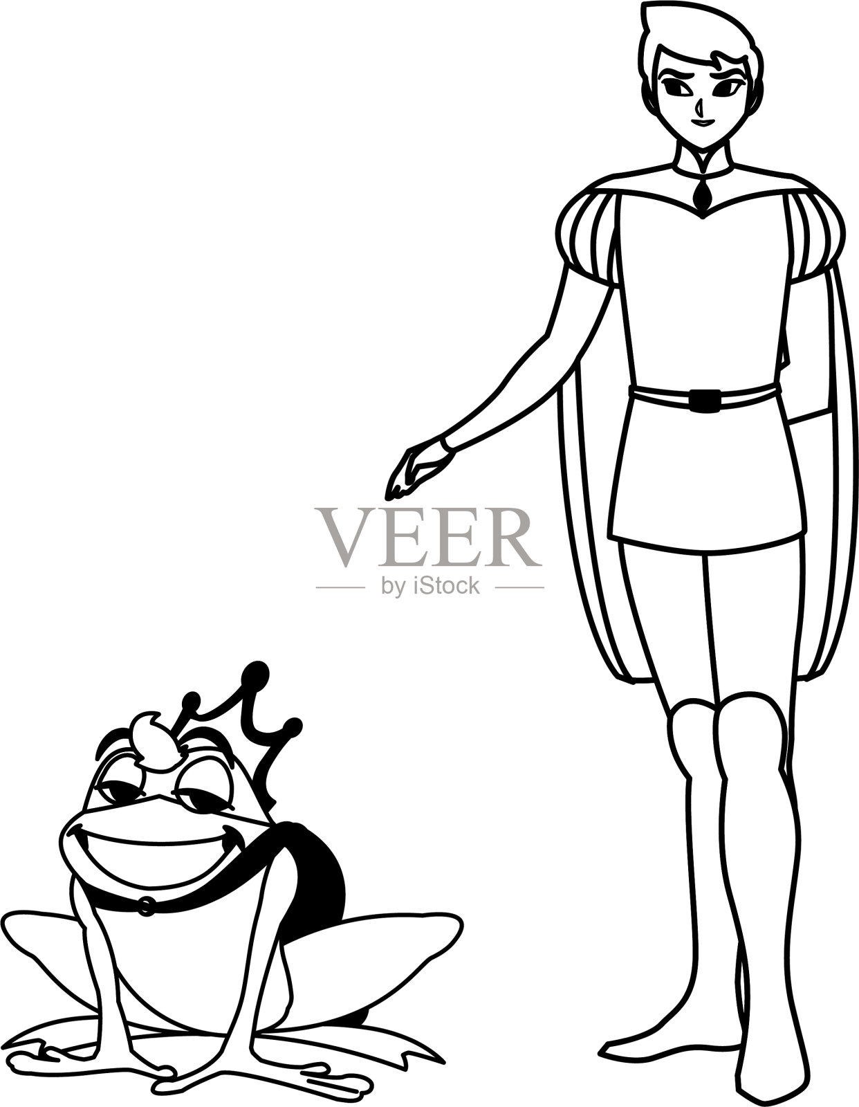 白马王子和癞蛤蟆的故事人物插画图片素材