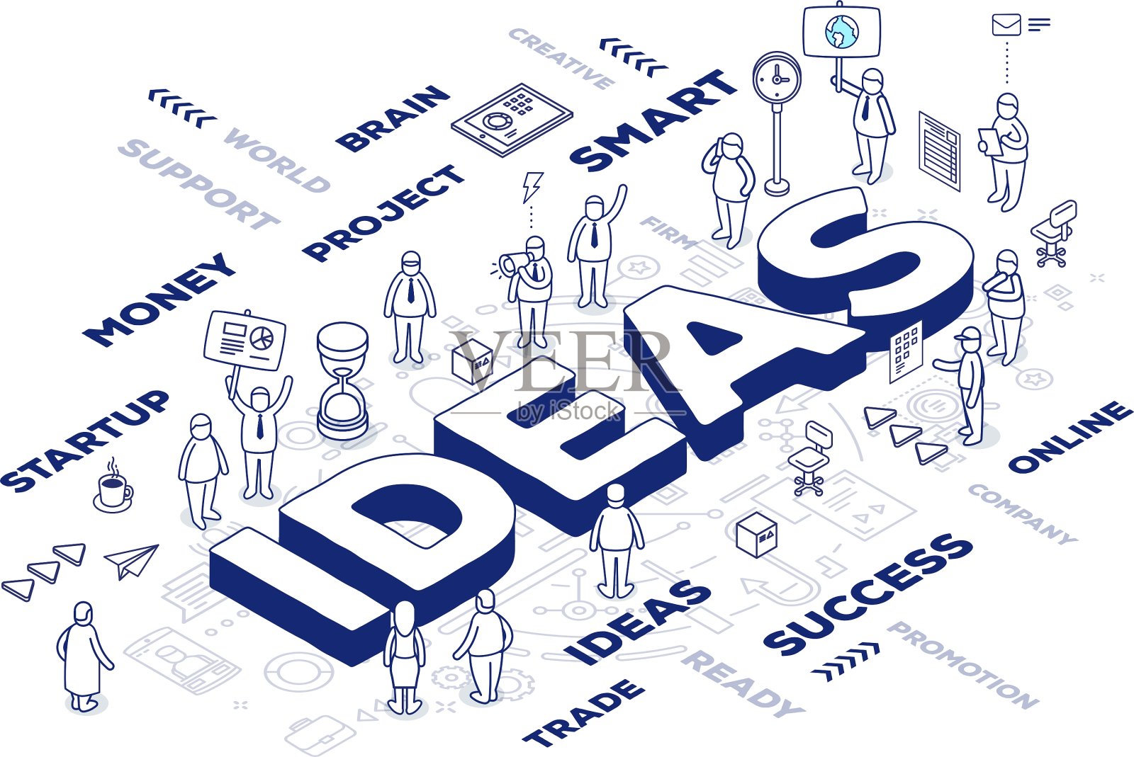 三维字思想与人设计元素图片