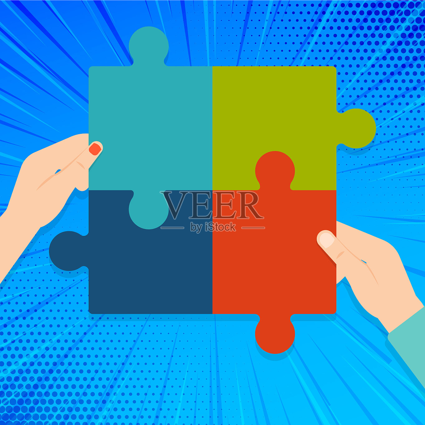 人类男女手推手插画图片素材