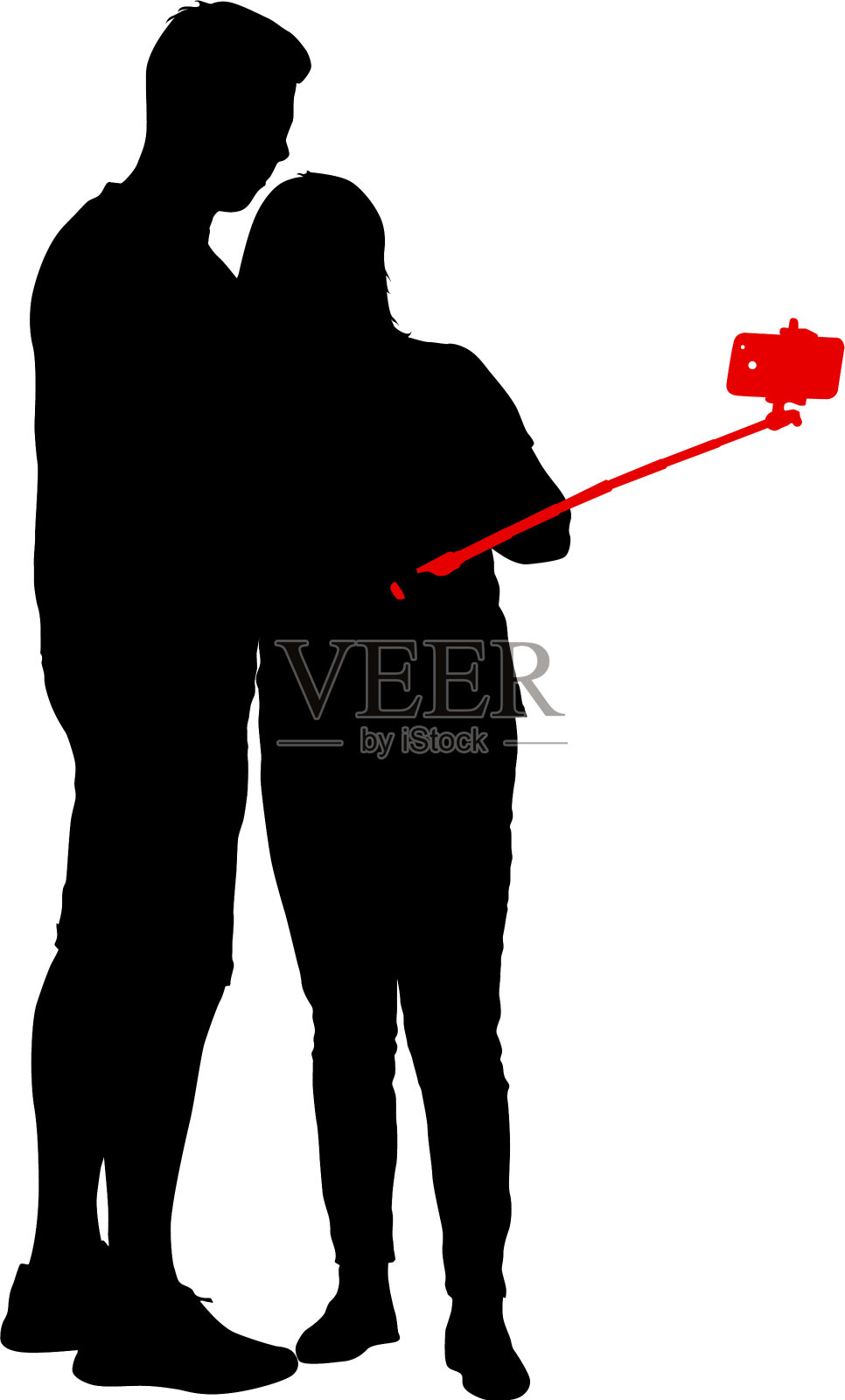 男人和女人自拍的剪影设计模板素材