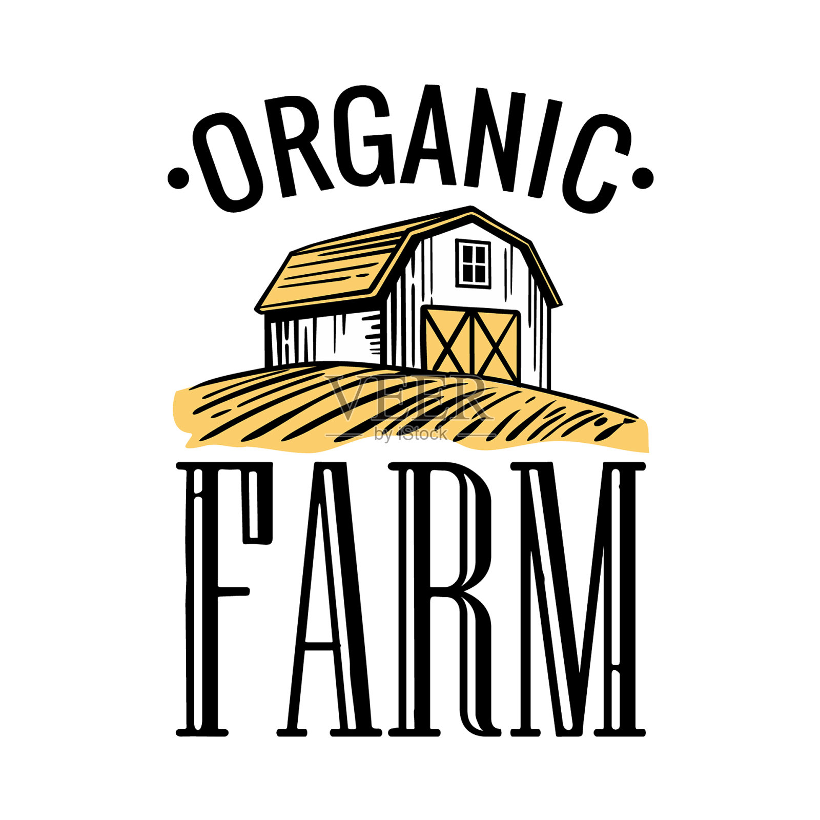 有机农场黑色，白色，黄色葡萄酒设计元素图片