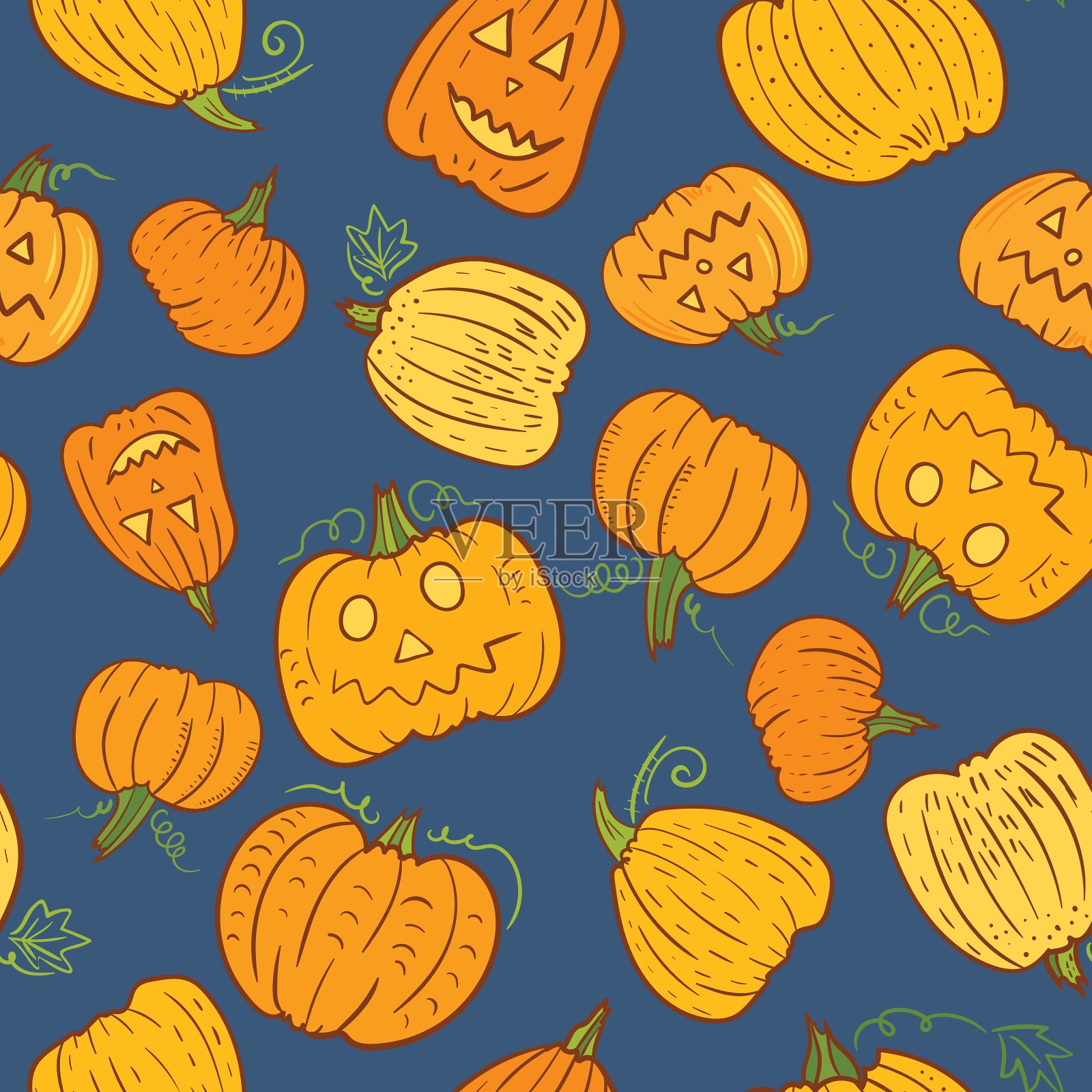 万圣节南瓜模式插画图片素材