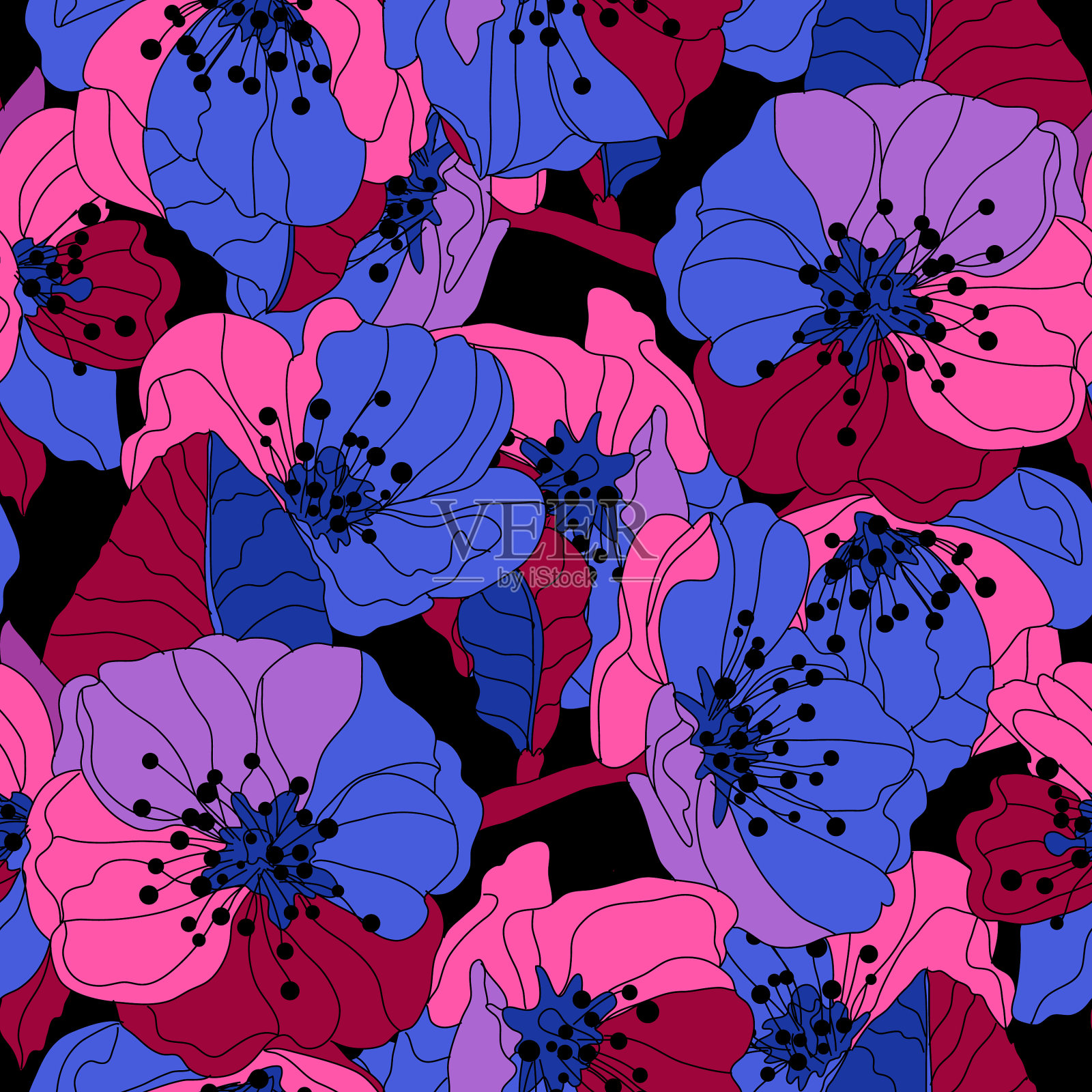 花卉无缝模式插画图片素材