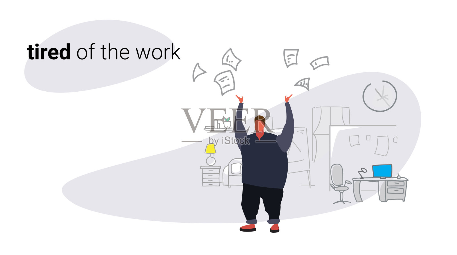 不满的胖子老板扔文件文件插画图片素材