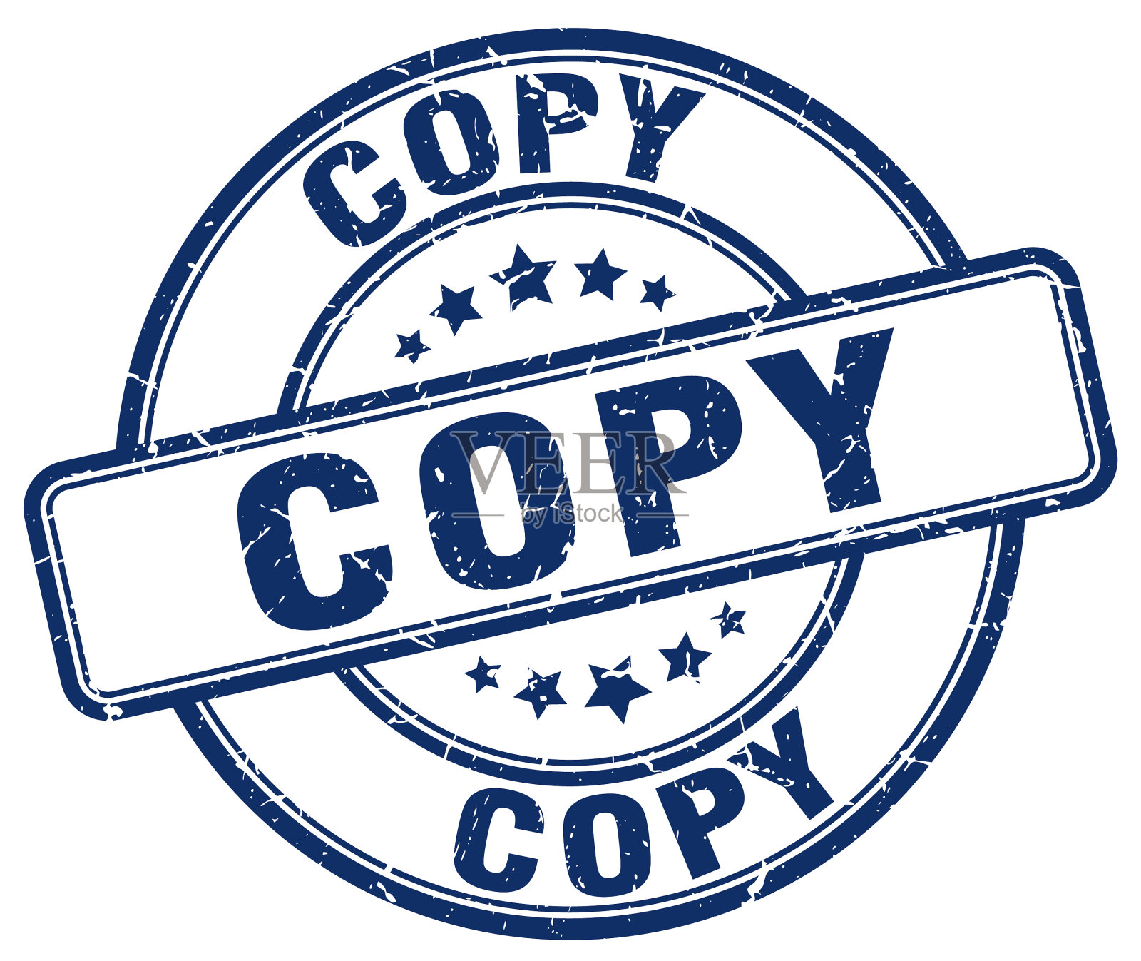 复制蓝色垃圾圆形老式橡皮图章插画图片素材