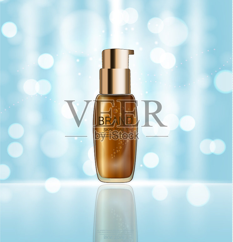 爽肤水瓶管模板或广告插画图片素材