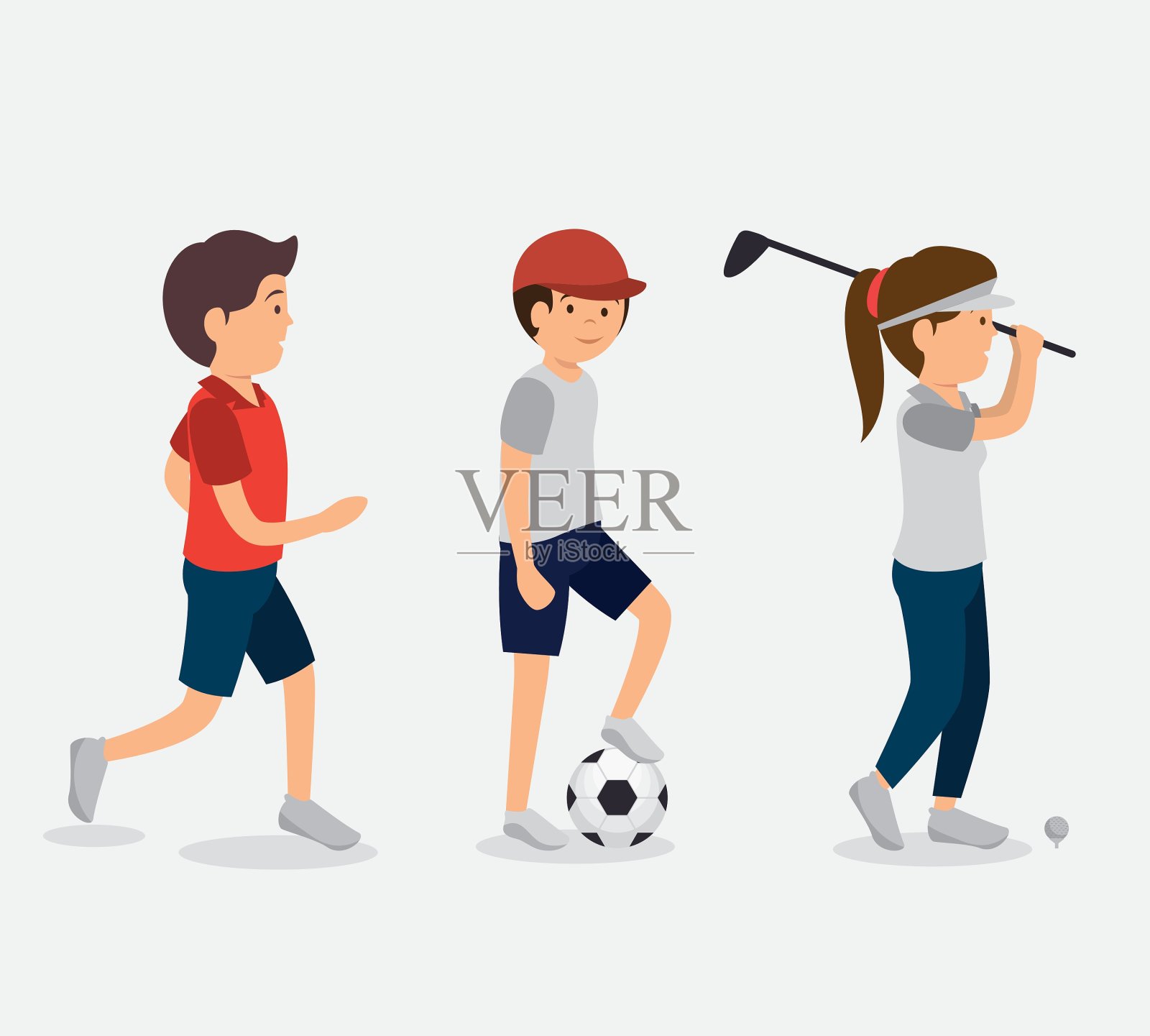 一组运动员角色插画图片素材