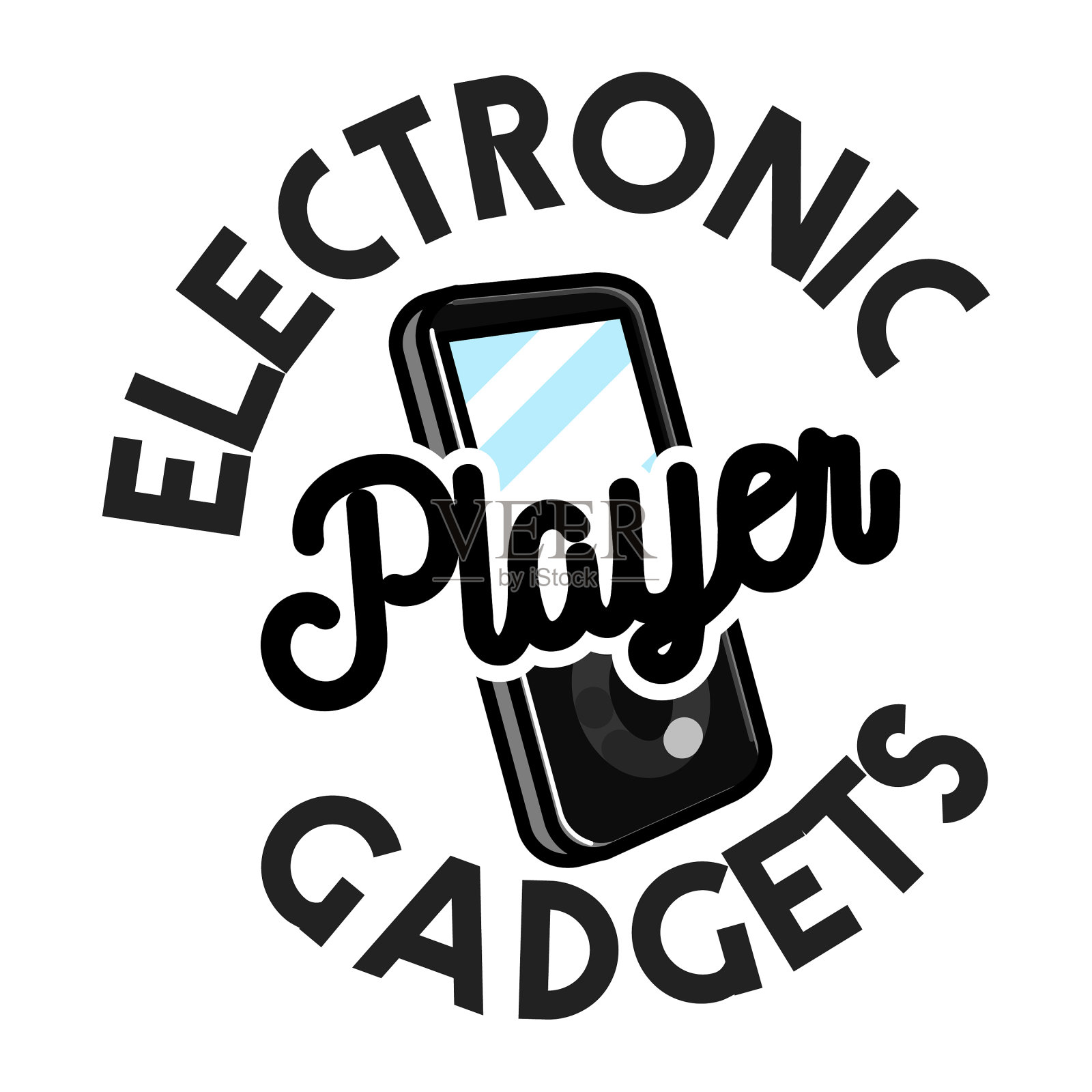 彩色复古电子产品徽章设计元素图片