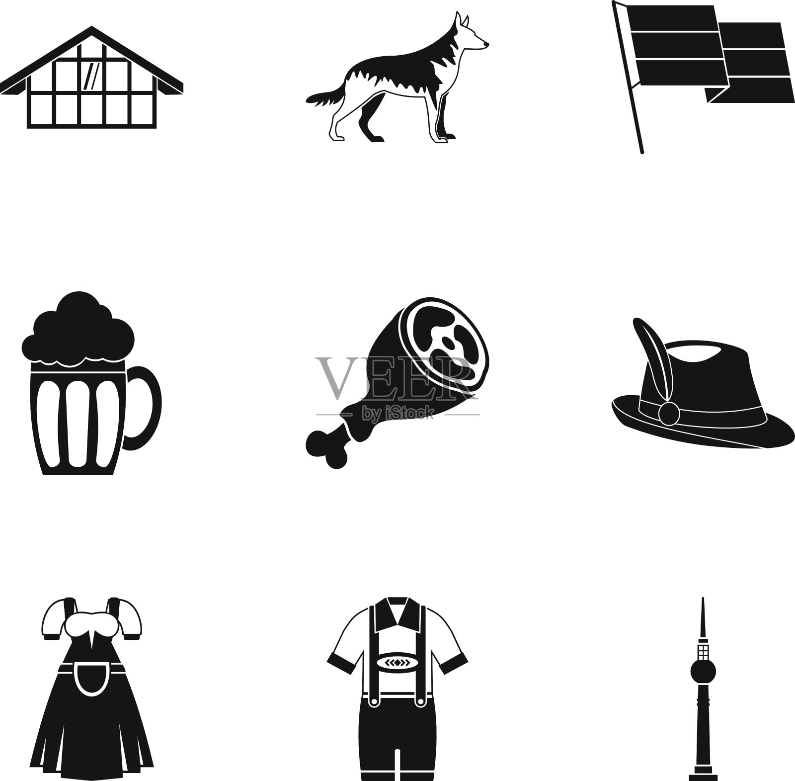 德国共和国的图标设置简单的风格图标素材