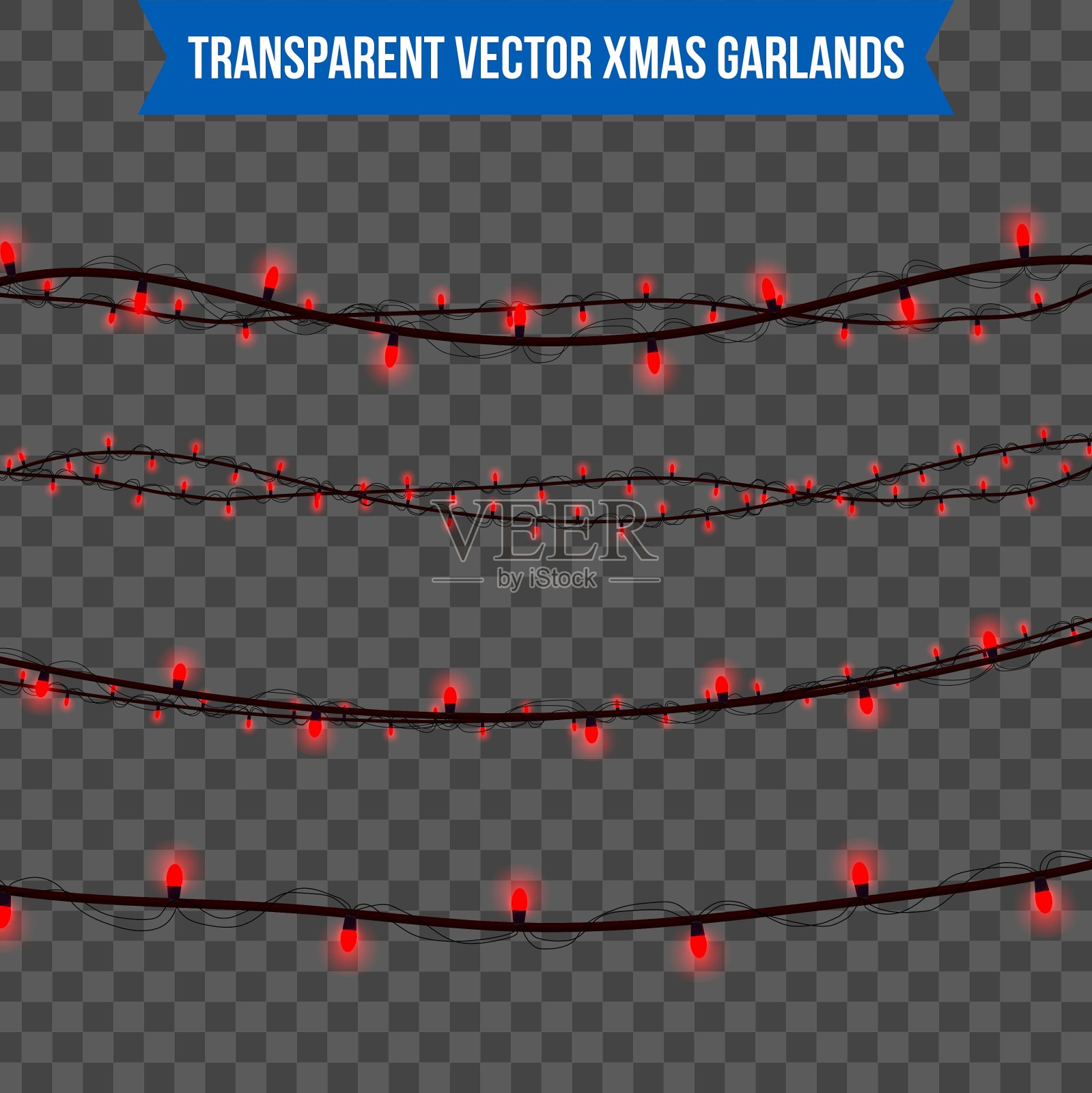抽象创意圣诞花环灯孤立插画图片素材