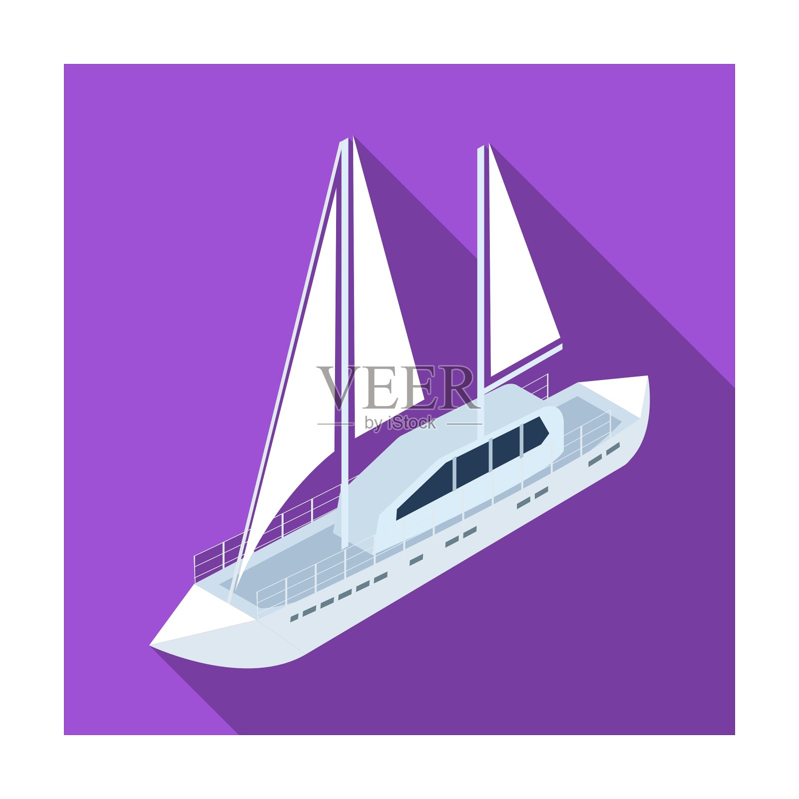 游艇图标在平坦的风格孤立的白色插画图片素材