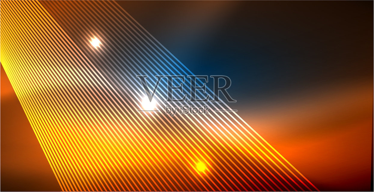 霓虹闪烁的科技线条，蓝色的高科技未来派插画图片素材