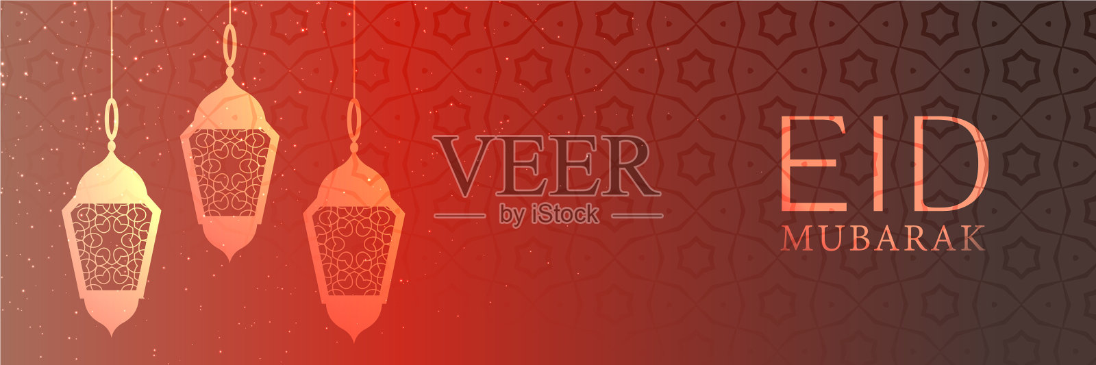 伊斯兰开斋节穆巴拉克节日旗帜设计插画图片素材