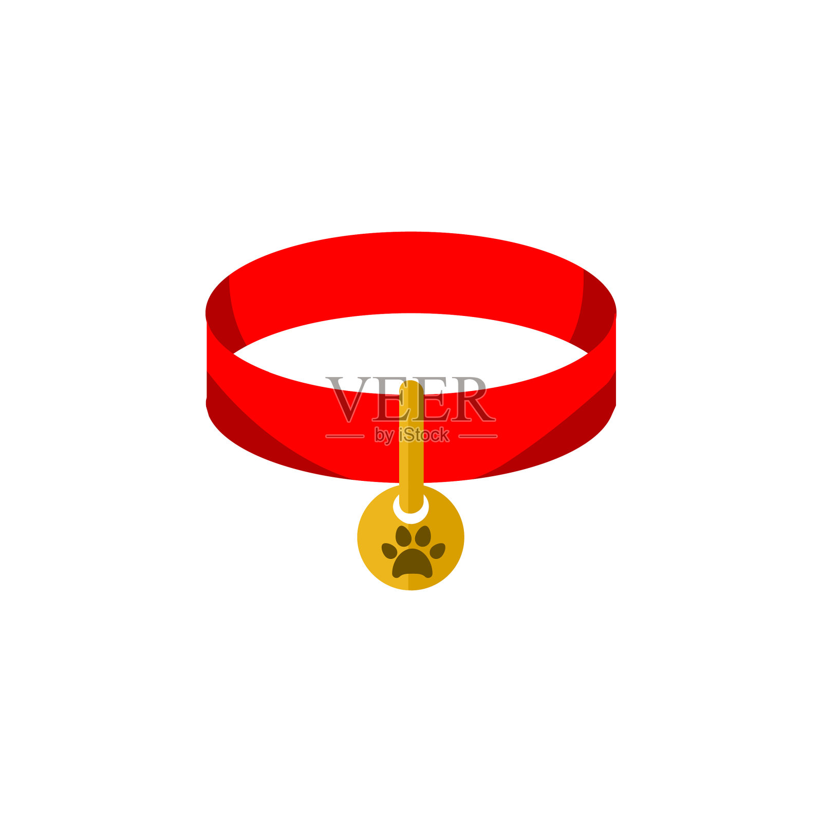 孤立的猫项链平图标Kitty项圈插画图片素材