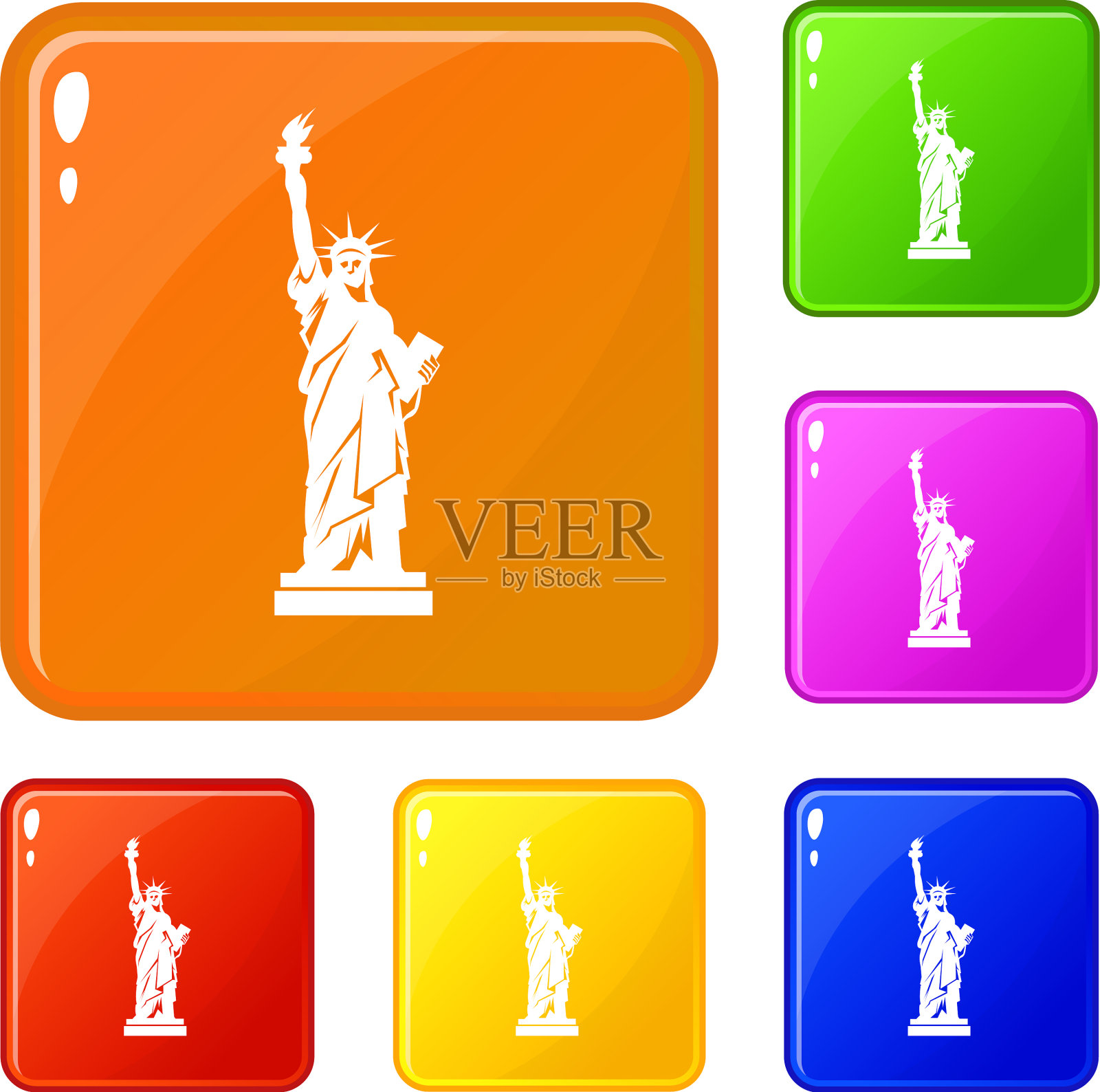 自由女神像图标设置颜色图标素材