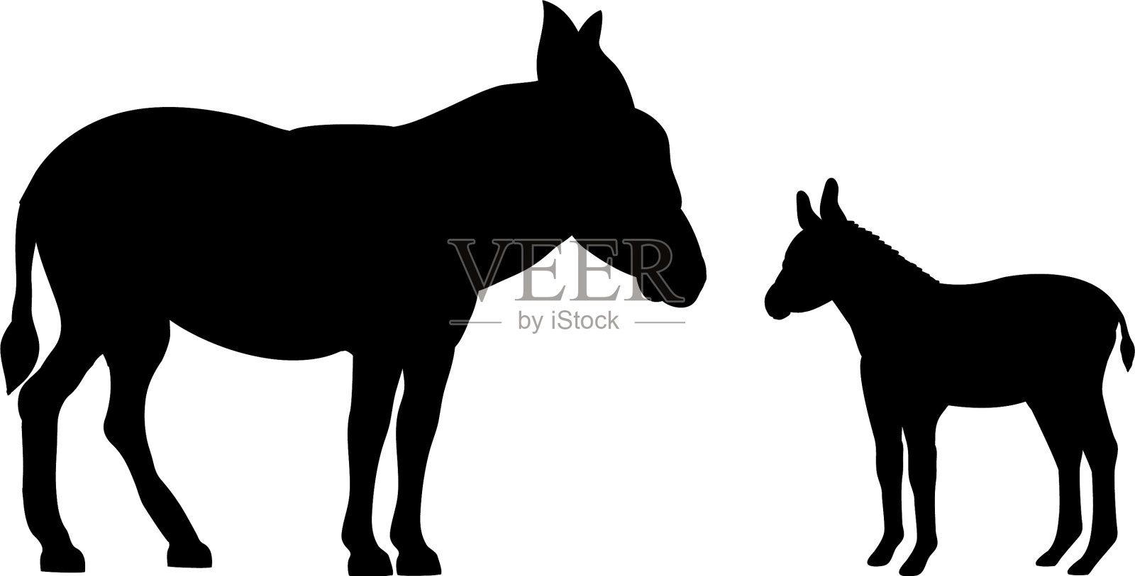 驴农场哺乳动物黑色剪影动物设计元素图片