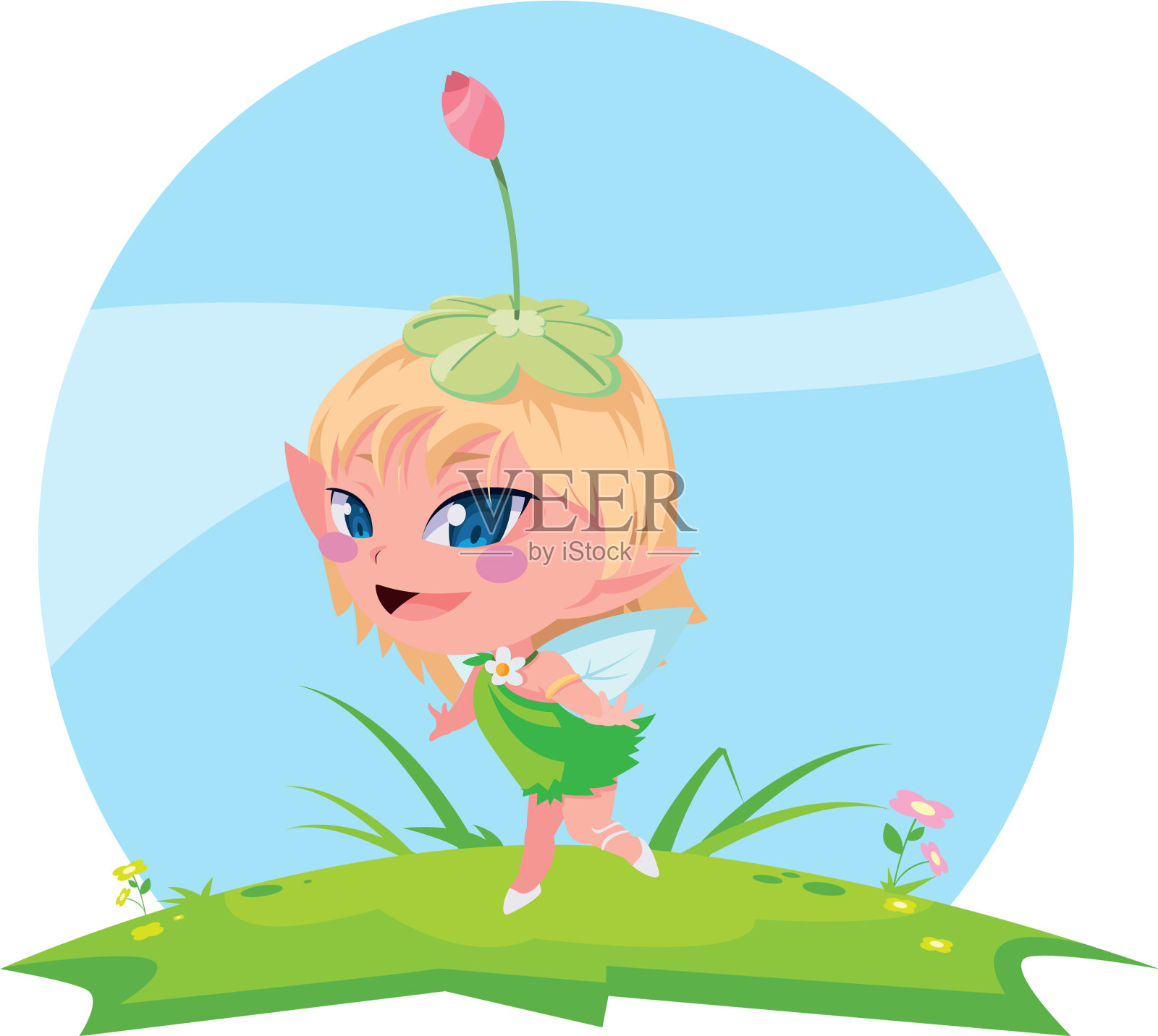 营地里美丽的魔法仙女角色设计元素图片