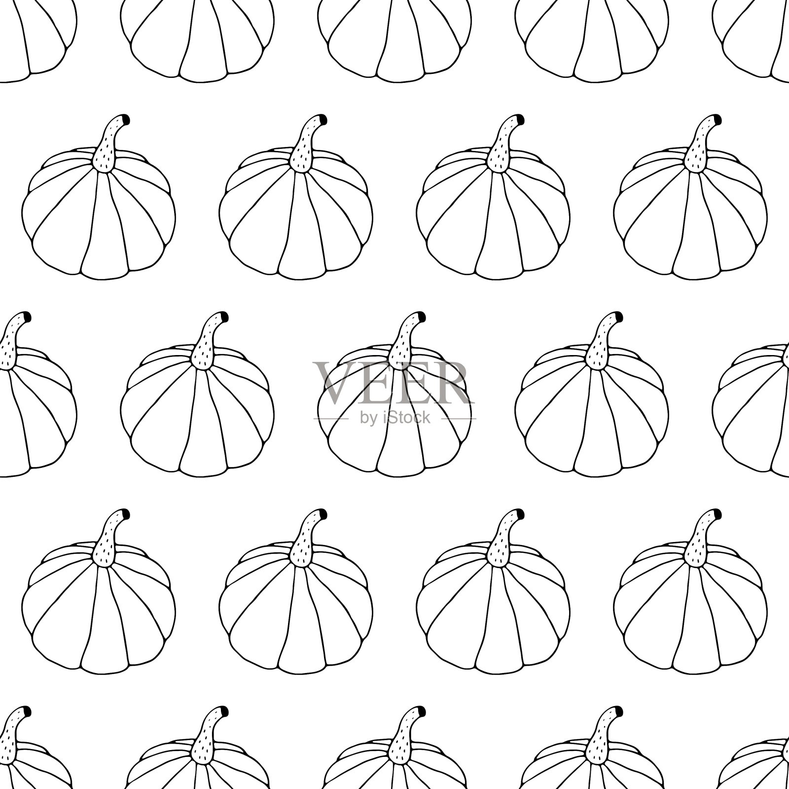 手绘墨水万圣节无缝图案插画图片素材