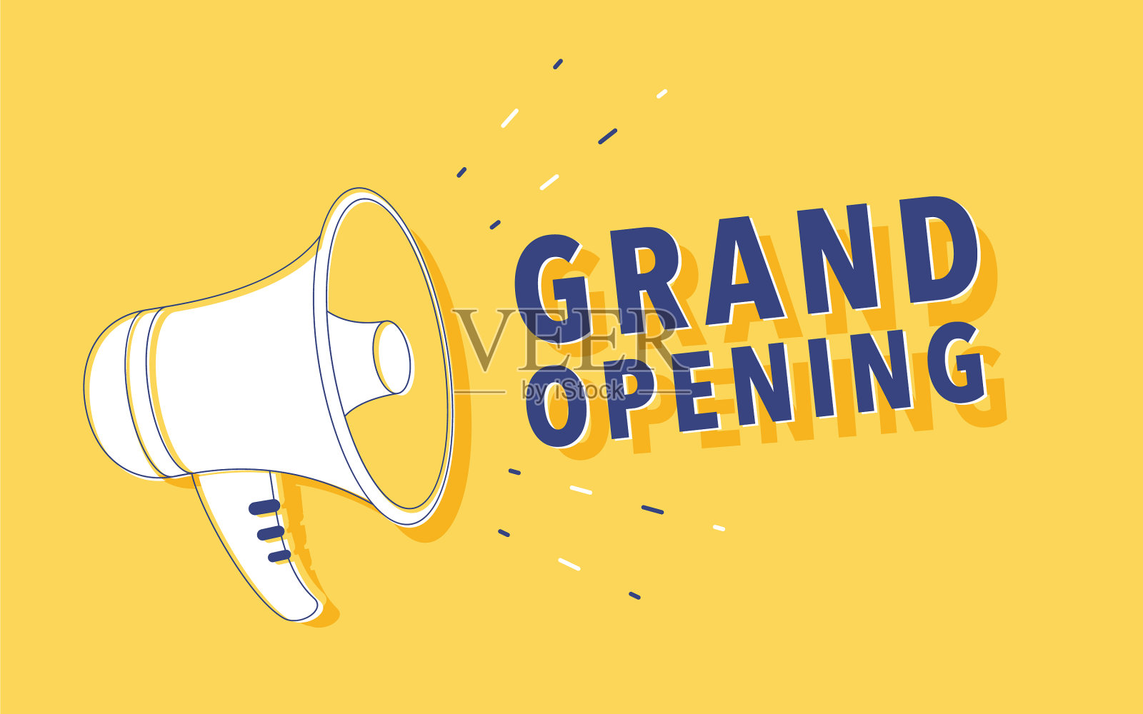 扩音器里有盛大的开幕词泡泡插画图片素材