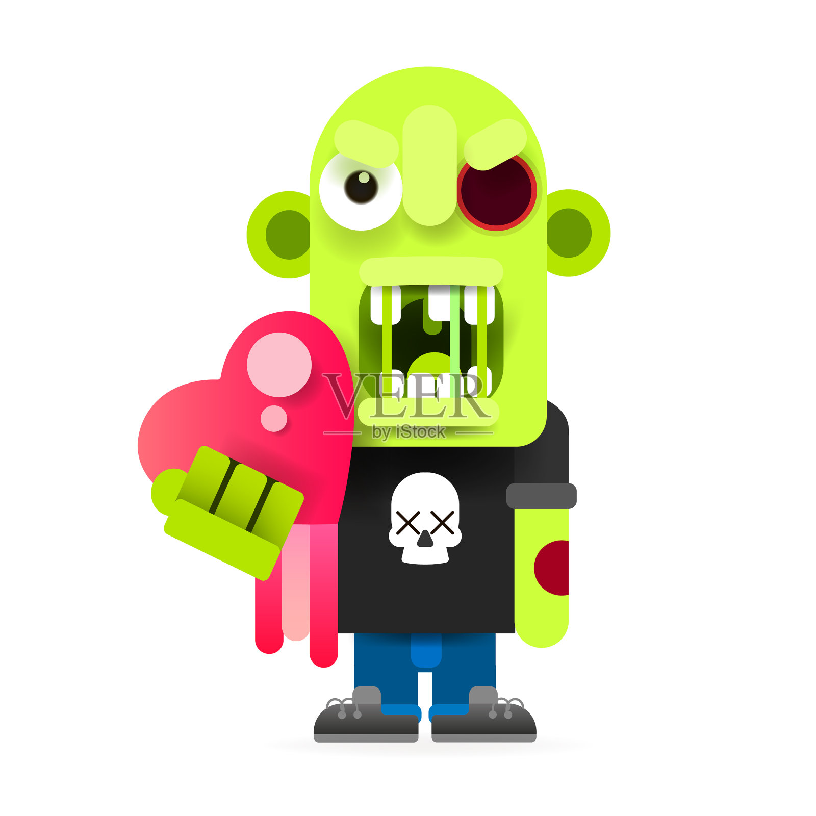 可爱僵尸万圣节快乐插画图片素材