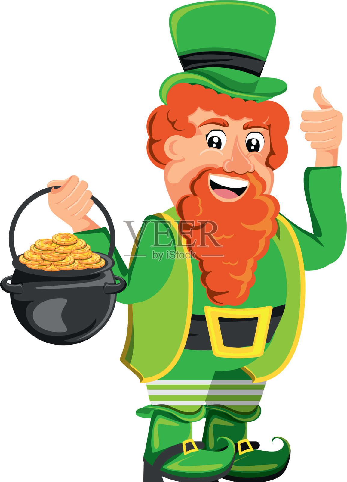 小妖精和装有硬币的坩埚设计元素图片