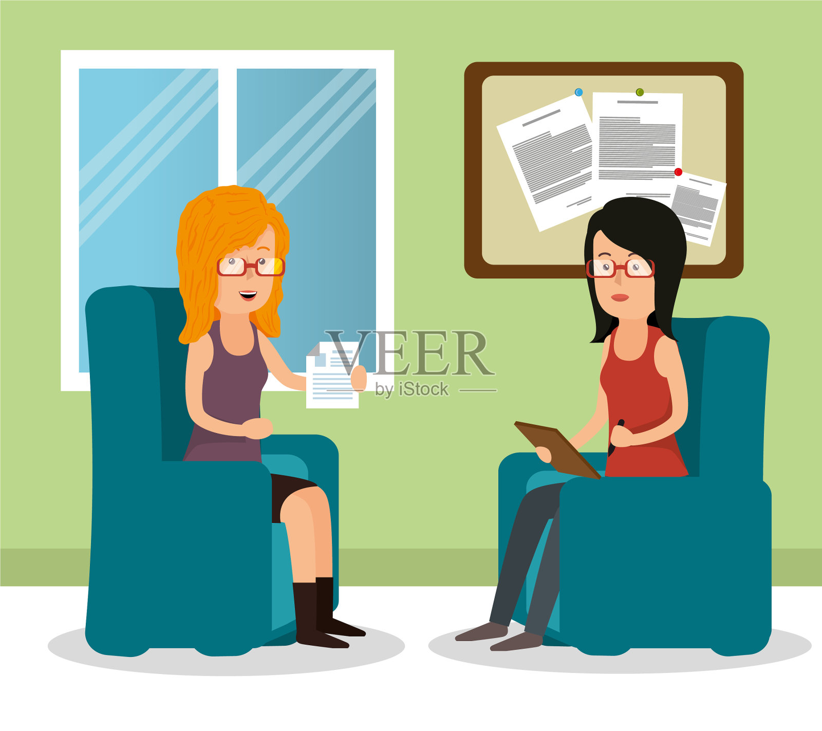 团队工作人员聚集在办公室里插画图片素材