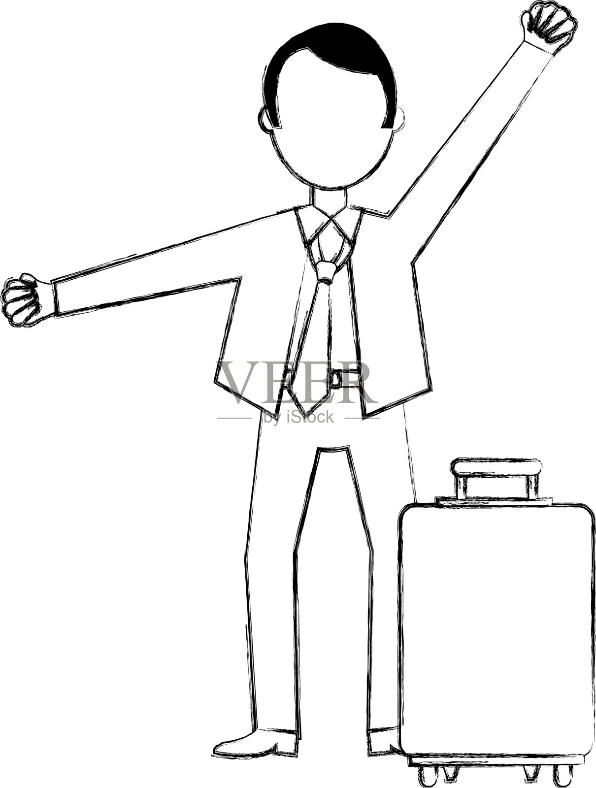 商人高兴与手提箱的化身人物设计元素图片