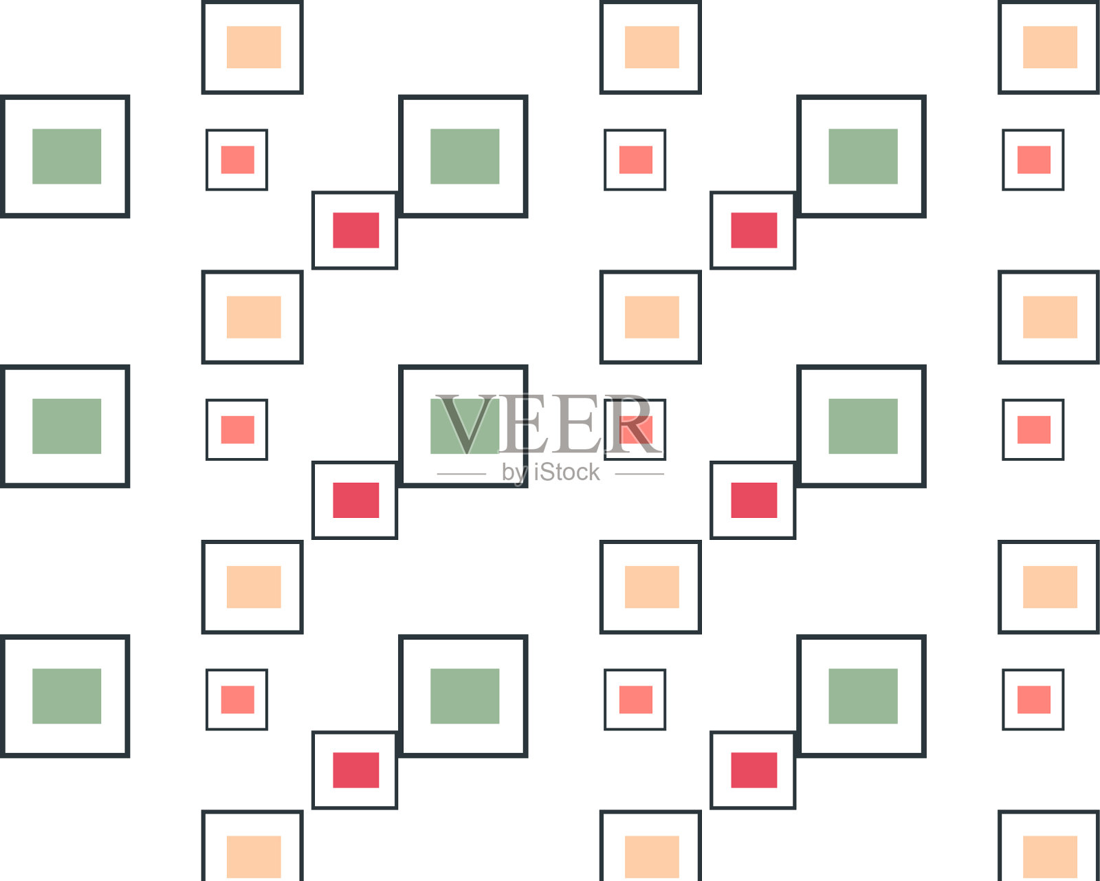一套彩色的方块在白色的背景马赛克插画图片素材
