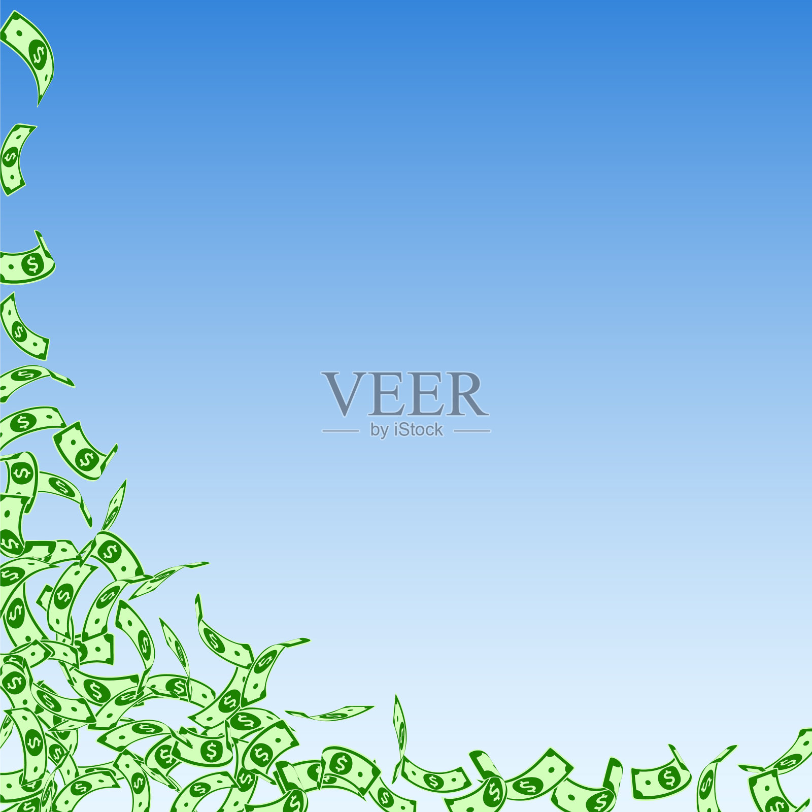 美元纸币落在小美元纸币上插画图片素材