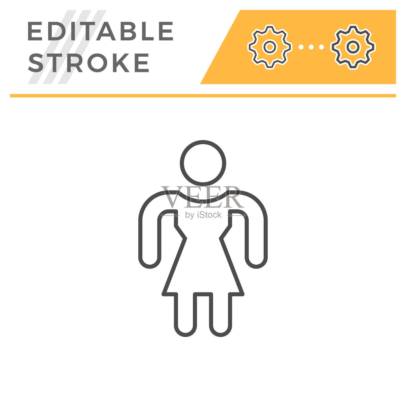 女人可编辑的笔触线图标插画图片素材