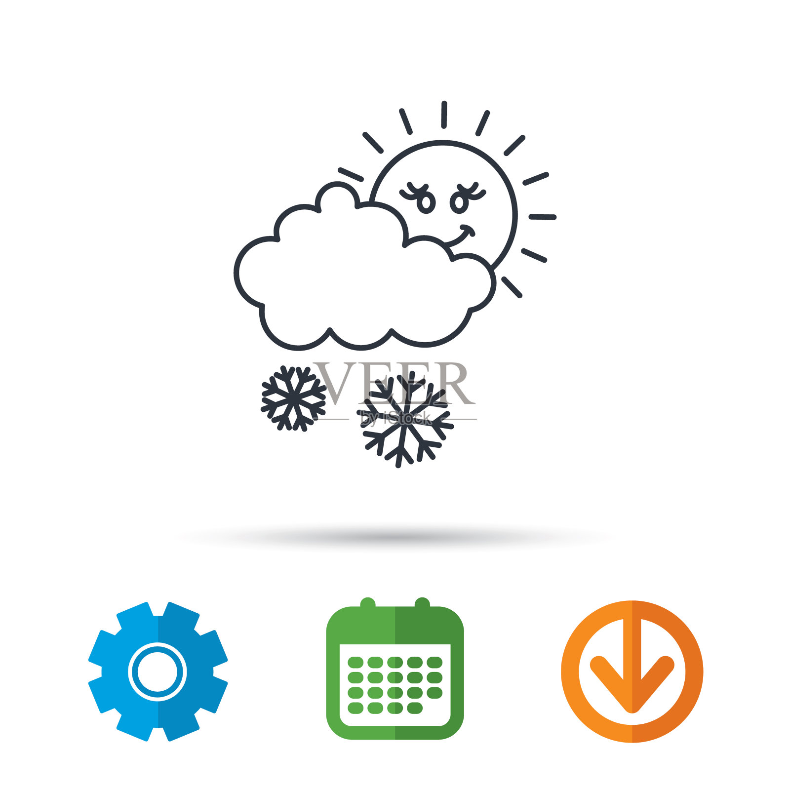 雪与太阳的标志，雪花和云的标志图标素材