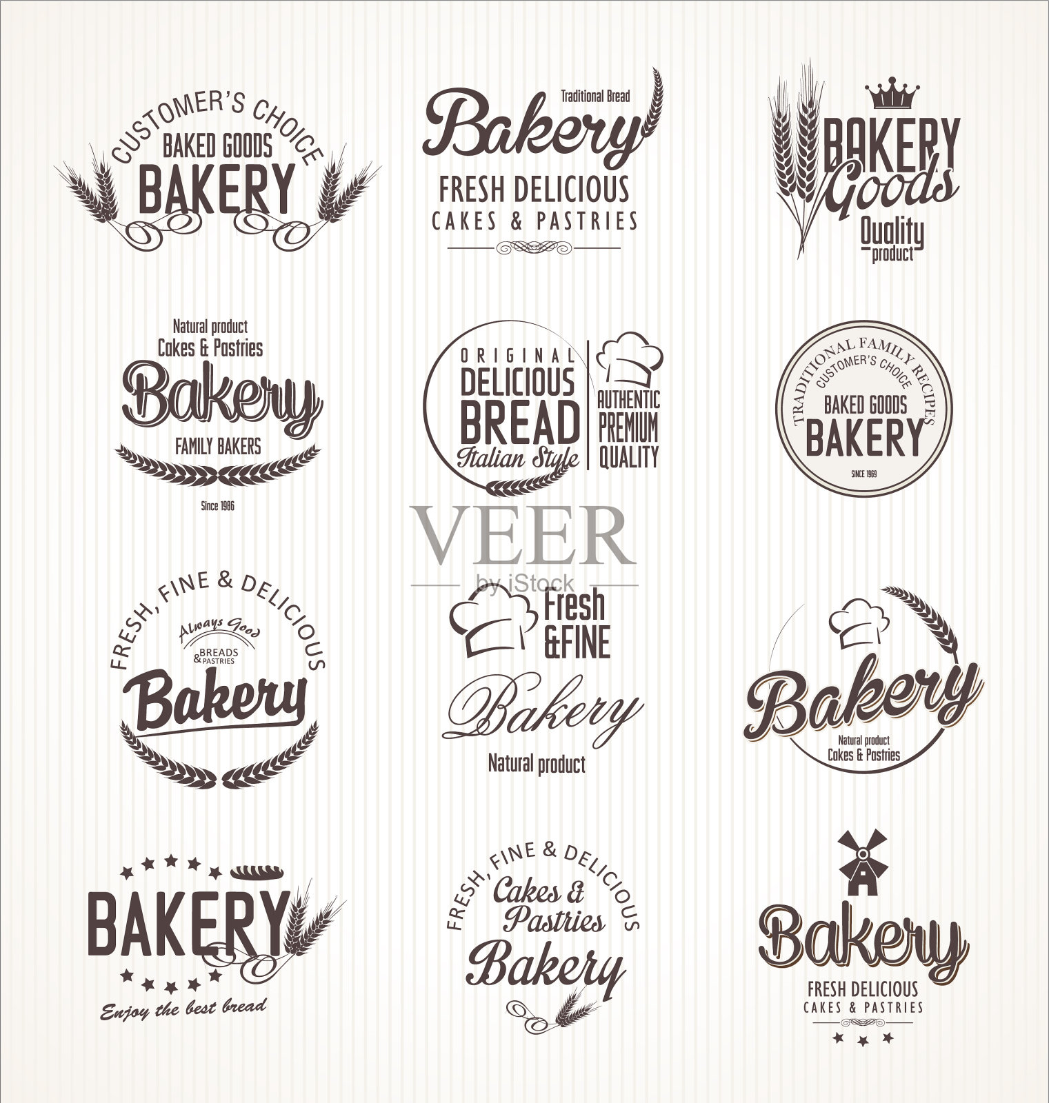 面包店复古的标签插画图片素材