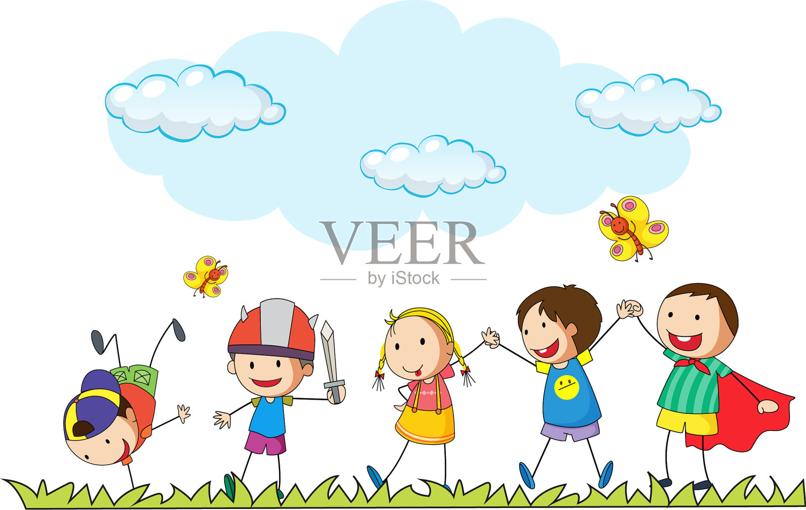 孩子们在公园里玩耍设计元素图片