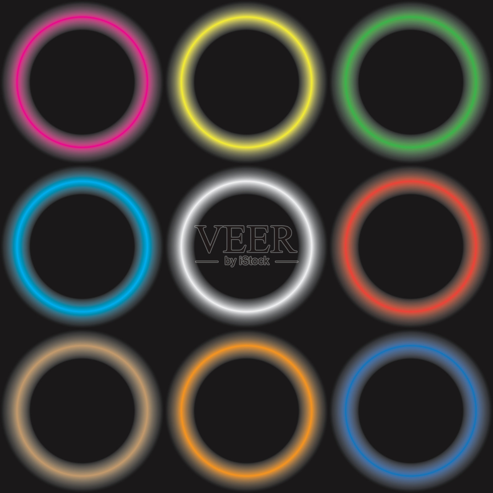 霓虹色圈插画图片素材