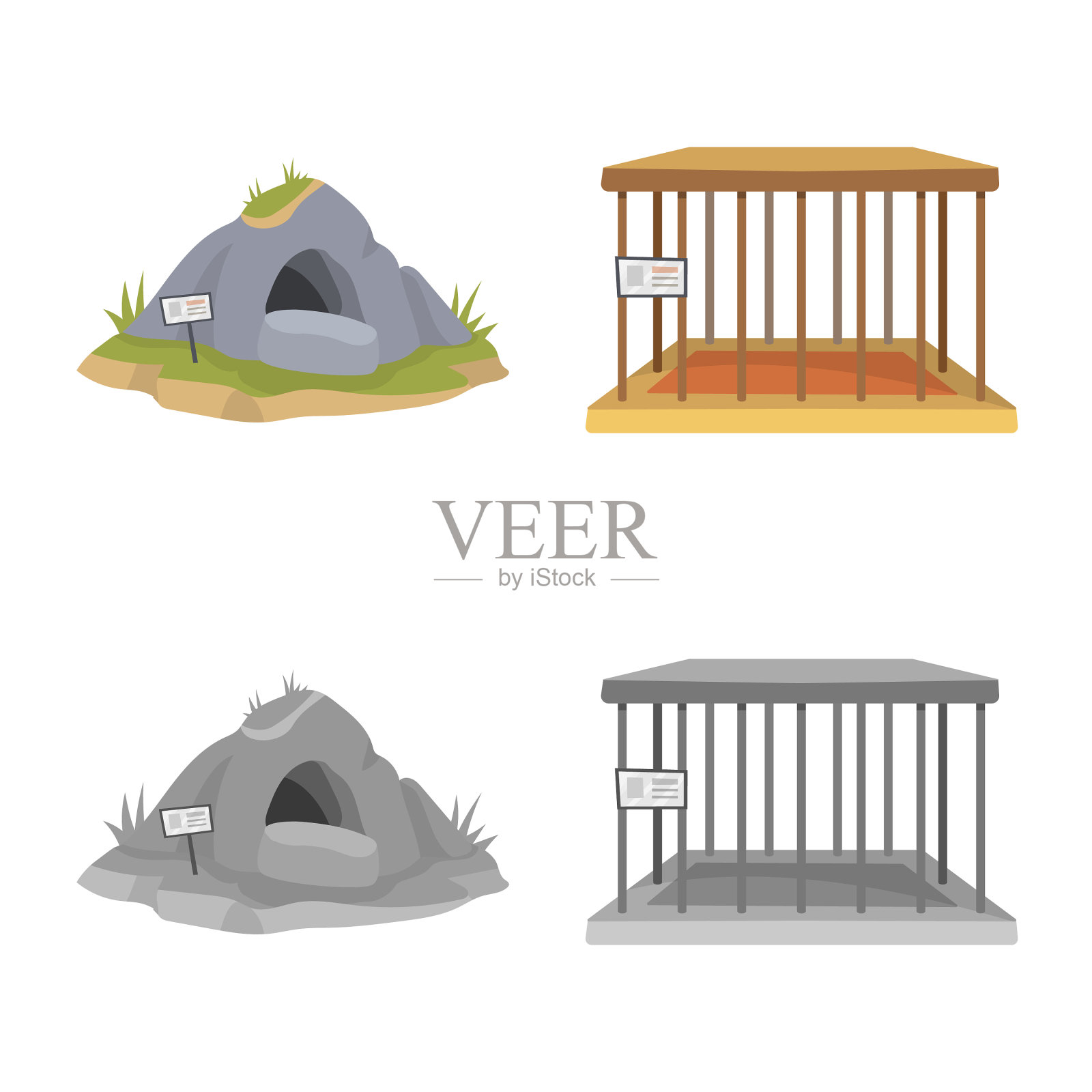 孤立对象的性质和有趣的标志集图标素材