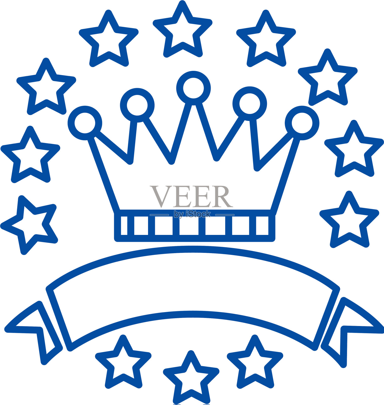 带有星星和丝带的胜利皇冠设计元素图片