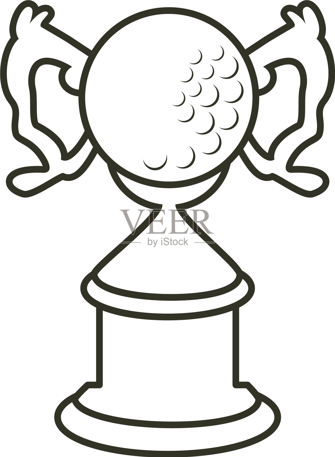 奖杯与球高尔夫孤立的图标设计元素图片